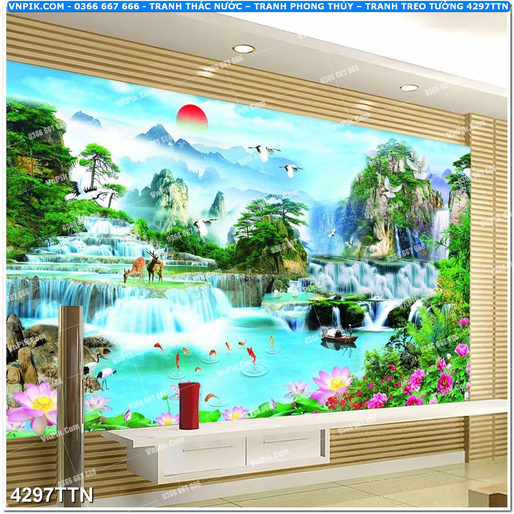 Tranh thác nước – Tranh phong thủy – Tranh treo tường mã 4297TTN