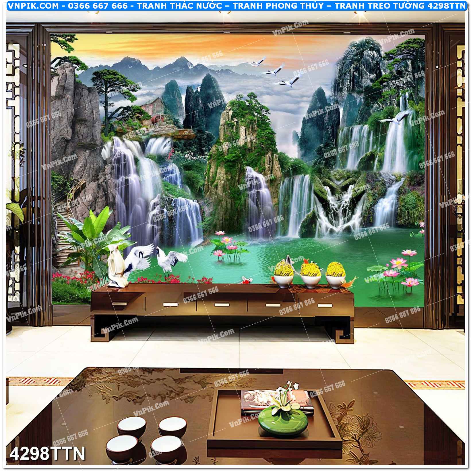 Tranh thác nước – Tranh phong thủy – Tranh treo tường mã 4298TTN