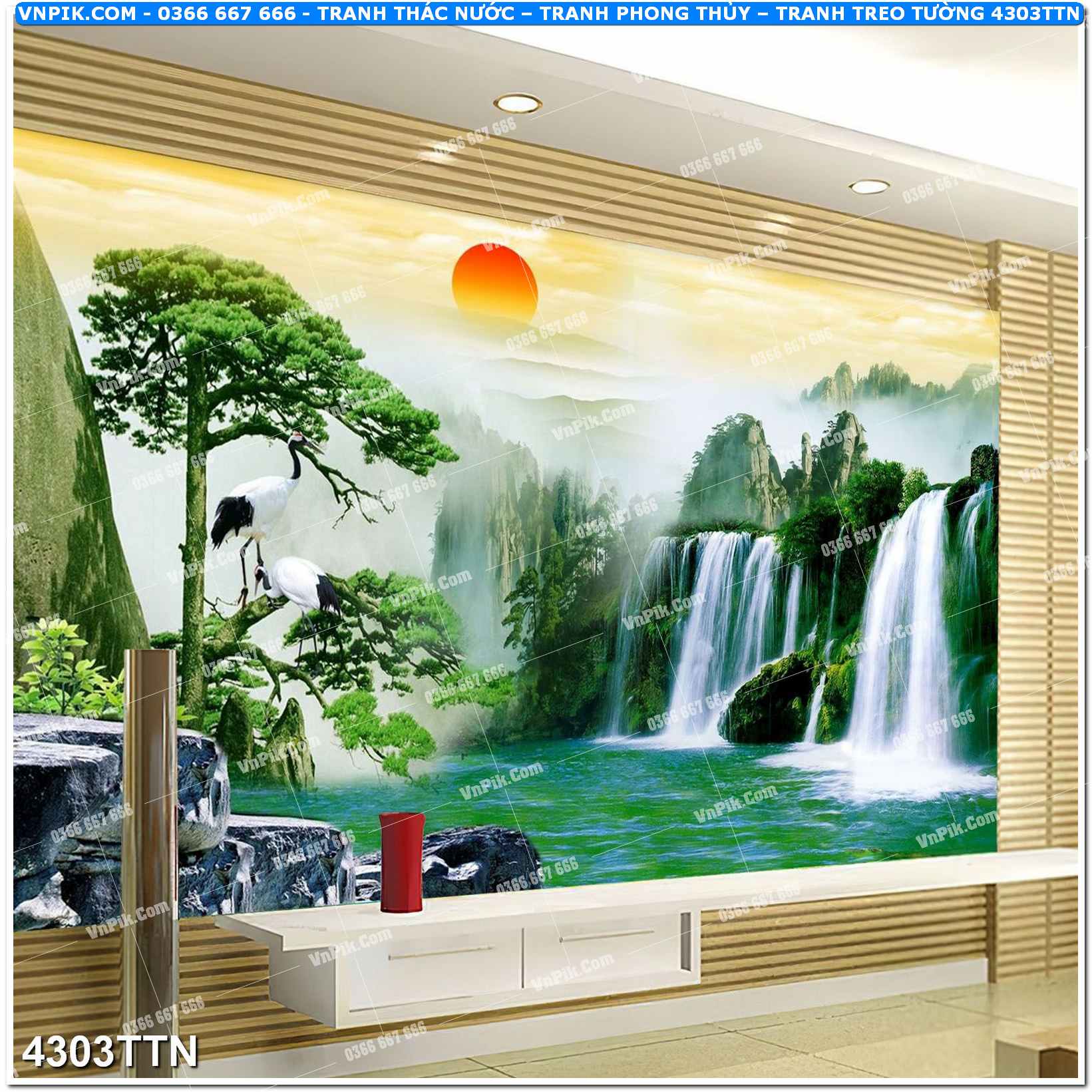 Tranh thác nước – Tranh phong thủy – Tranh treo tường mã 4303TTN