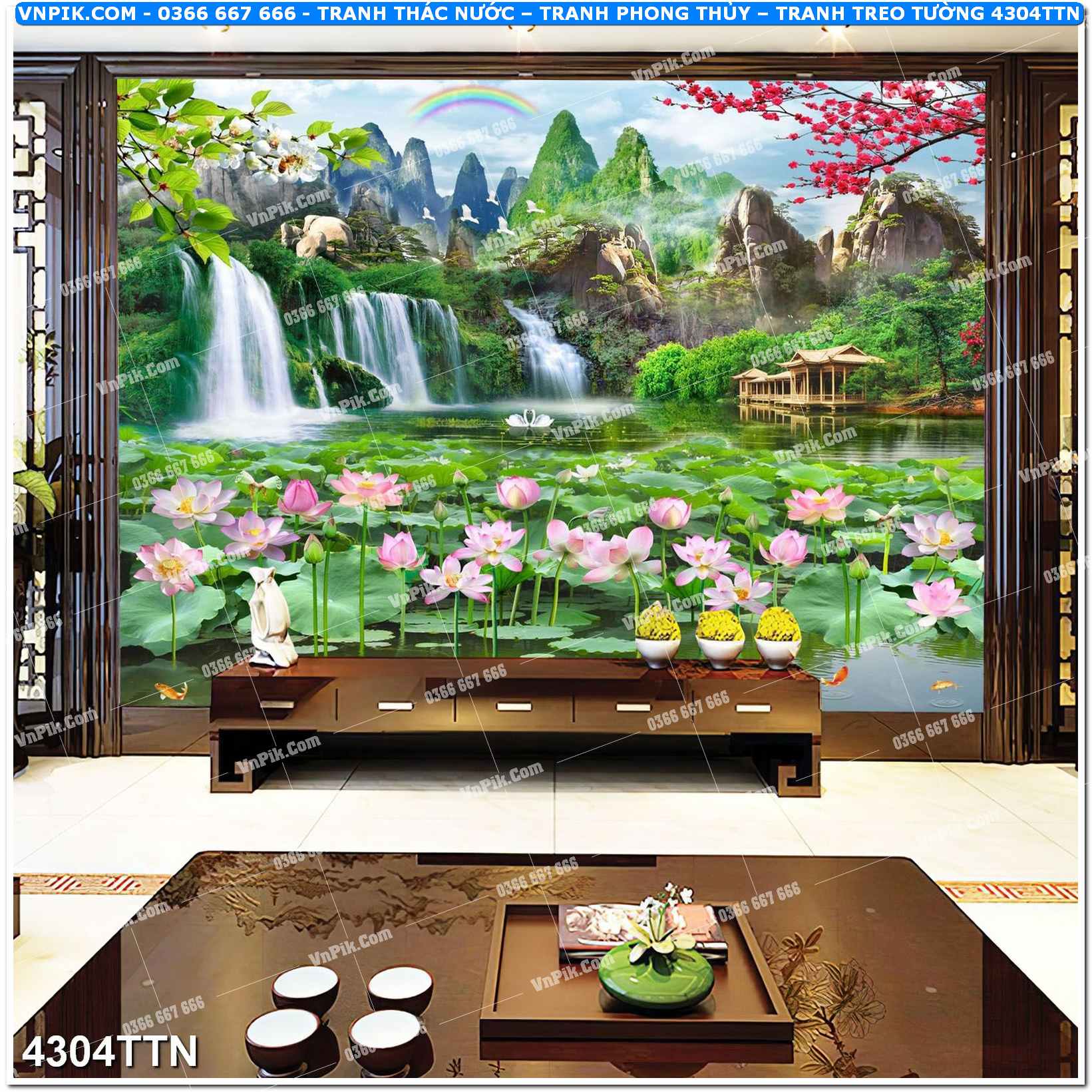 Tranh thác nước – Tranh phong thủy – Tranh treo tường mã 4304TTN