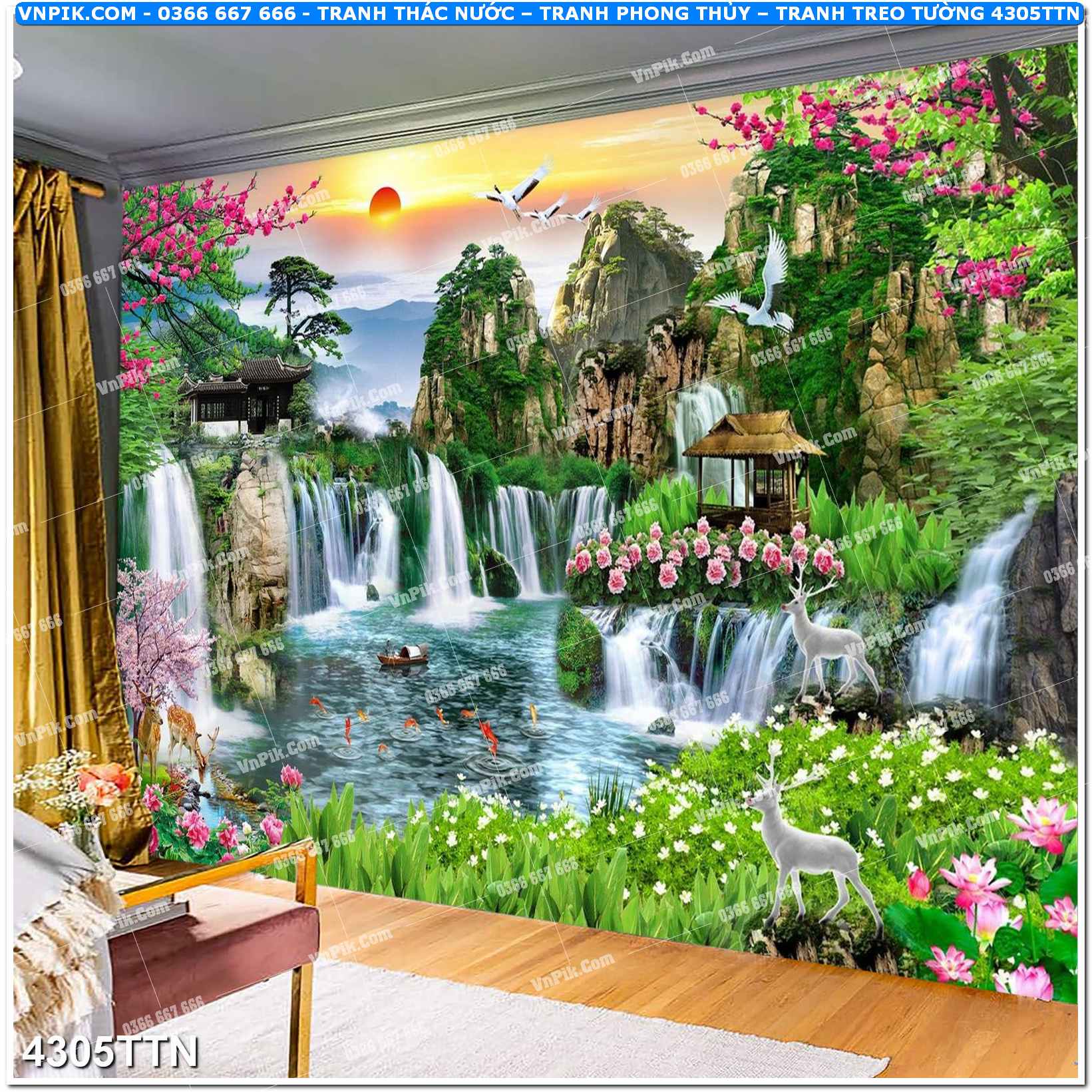 Tranh thác nước – Tranh phong thủy – Tranh treo tường mã 4305TTN