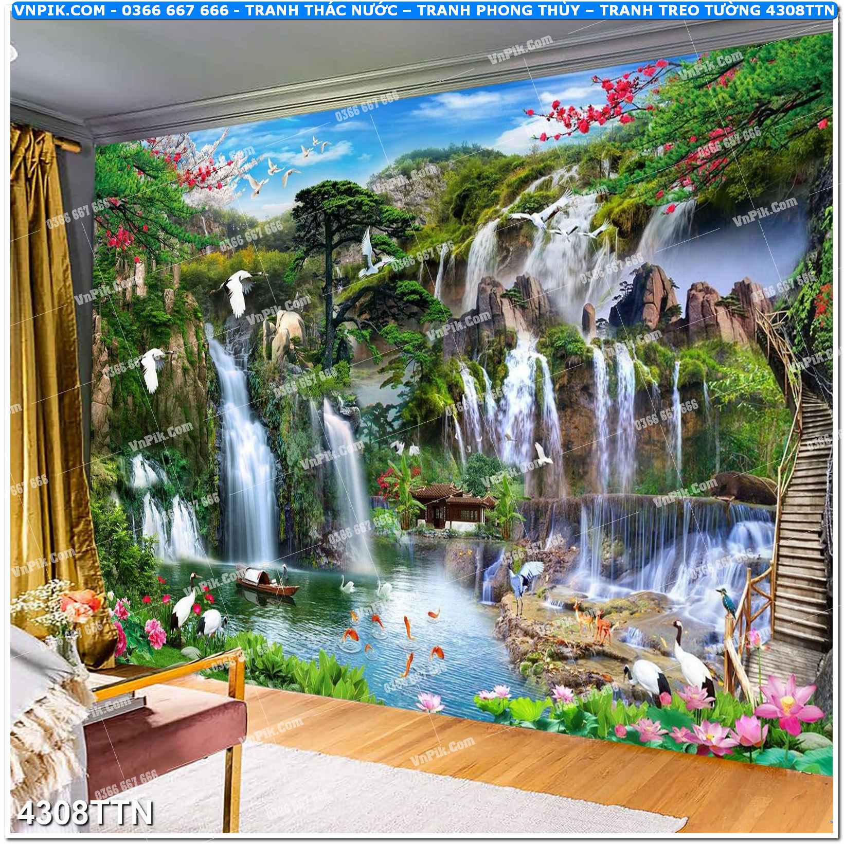Tranh thác nước – Tranh phong thủy – Tranh treo tường mã 4308TTN