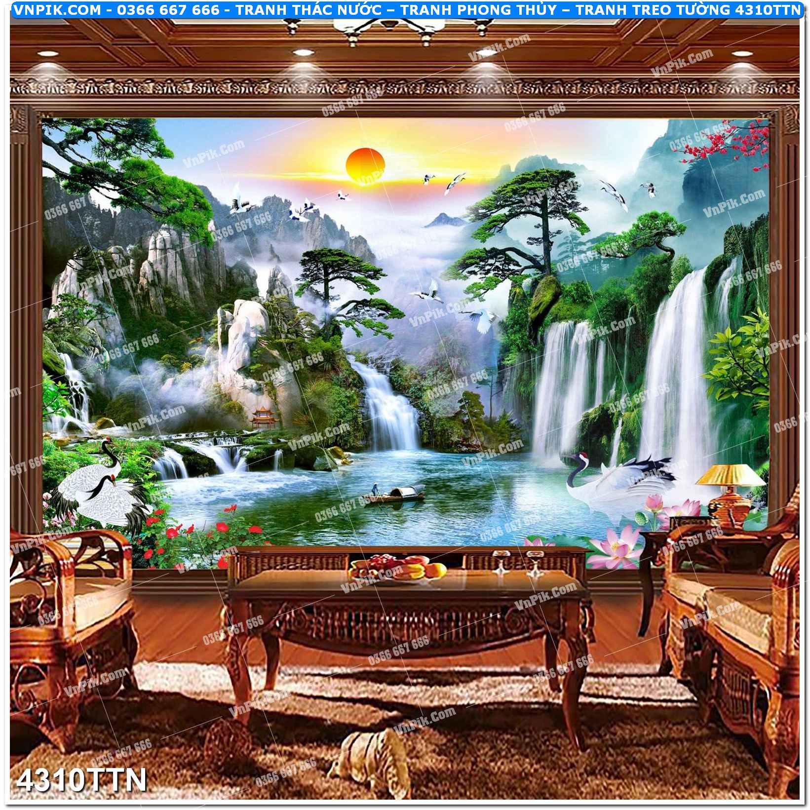 Tranh thác nước – Tranh phong thủy – Tranh treo tường mã 4310TTN