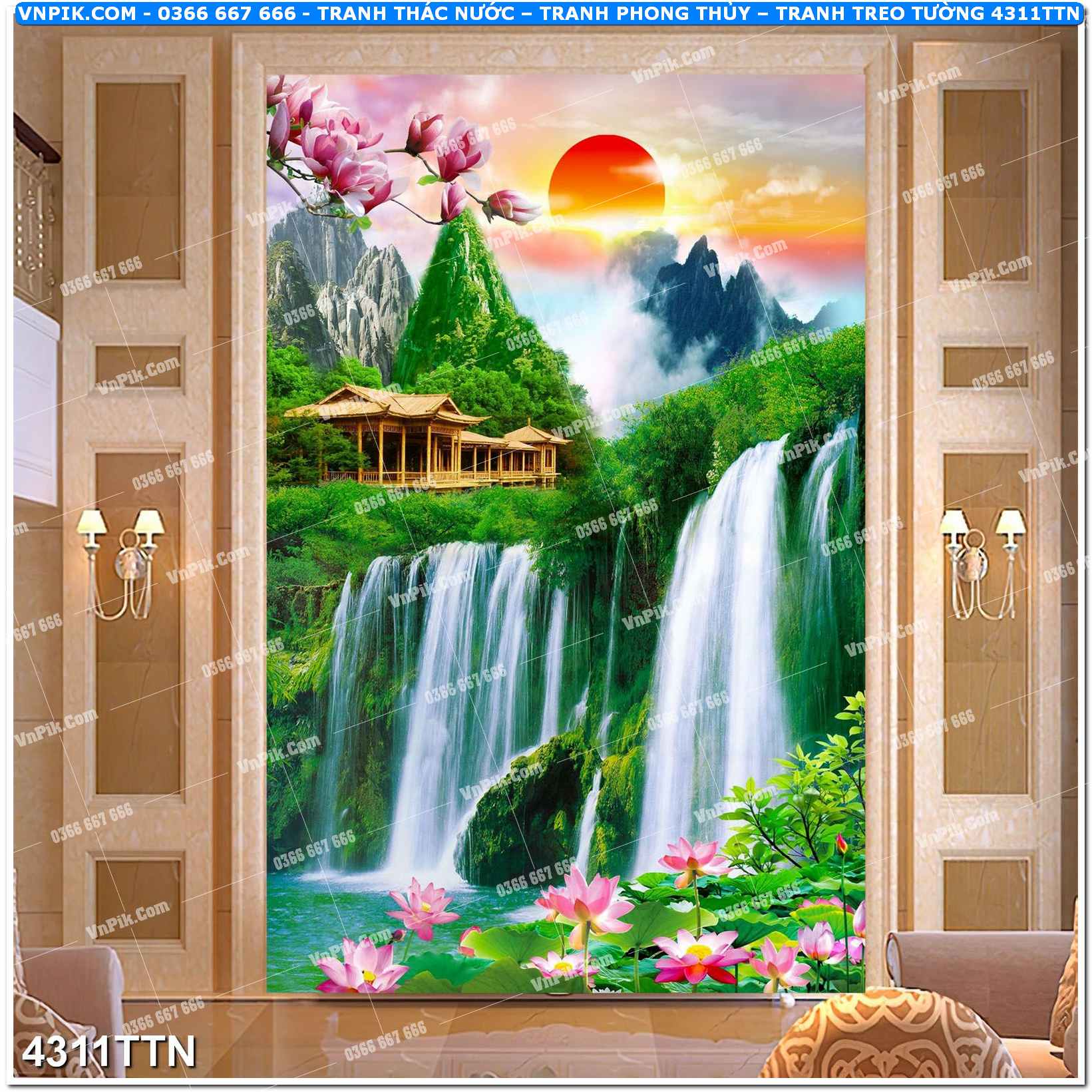 Tranh thác nước – Tranh phong thủy – Tranh treo tường mã 4311TTN
