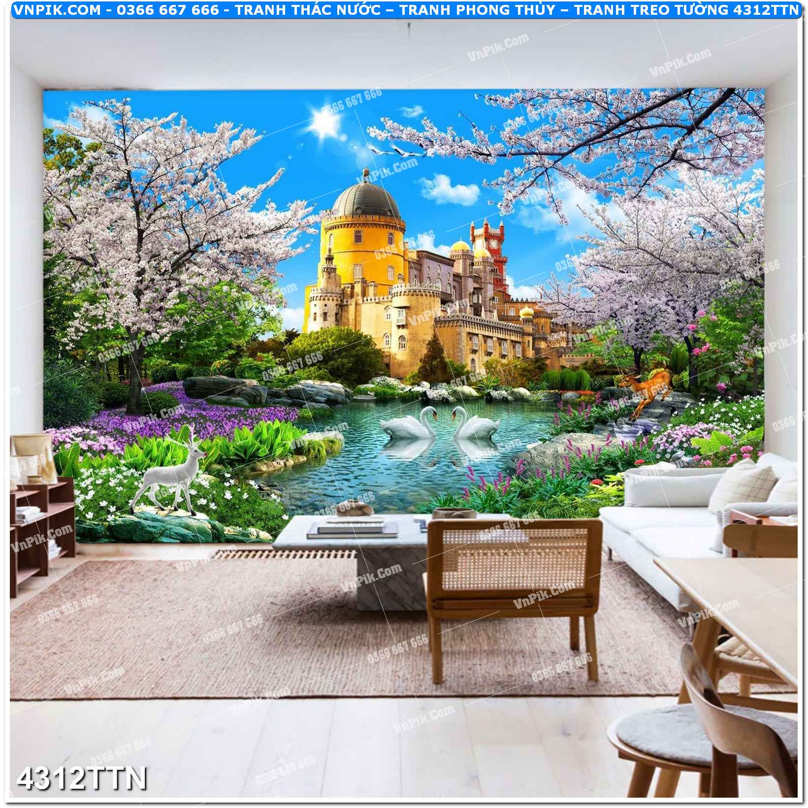 Tranh thác nước – Tranh phong thủy – Tranh treo tường mã 4312TTN