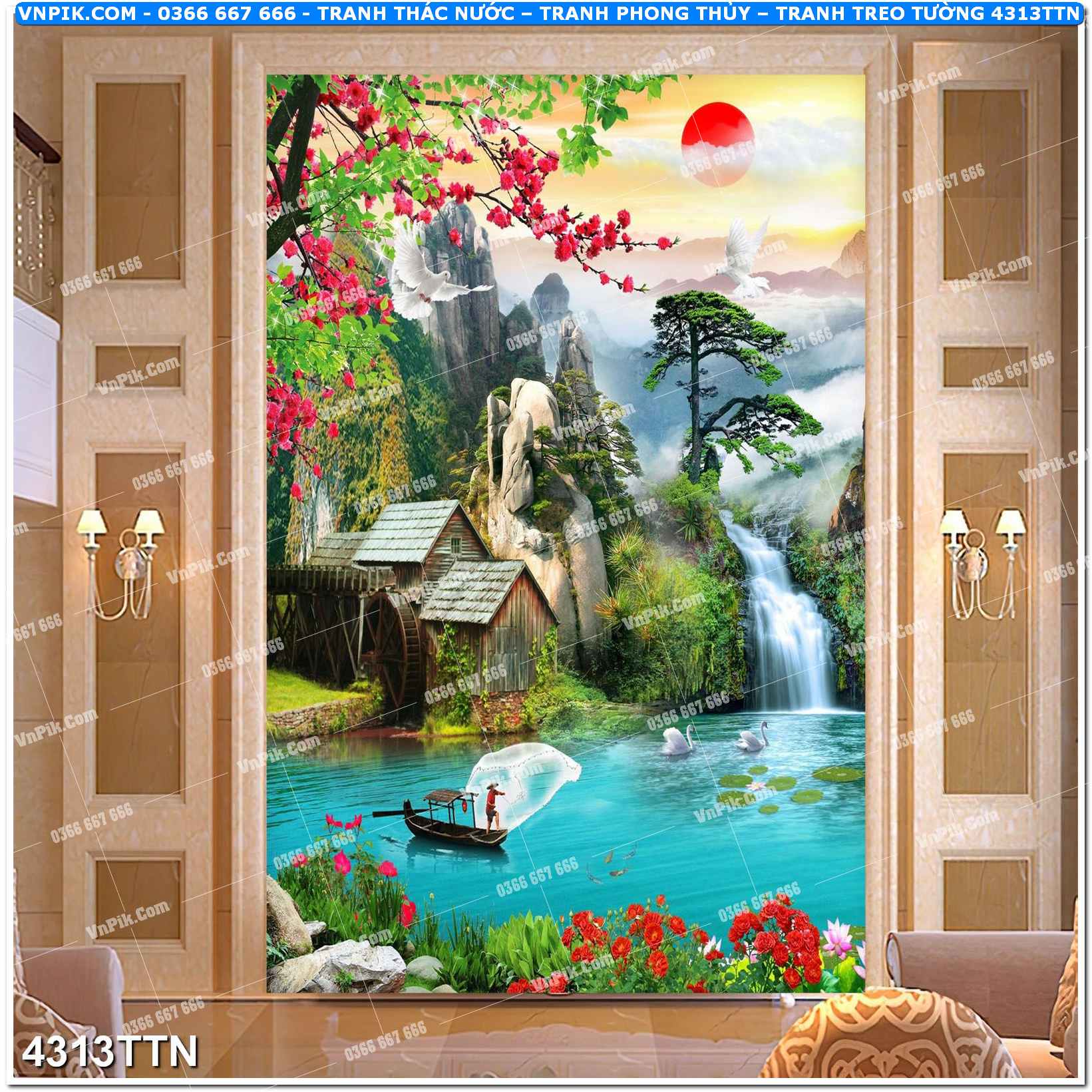 Tranh thác nước – Tranh phong thủy – Tranh treo tường mã 4313TTN