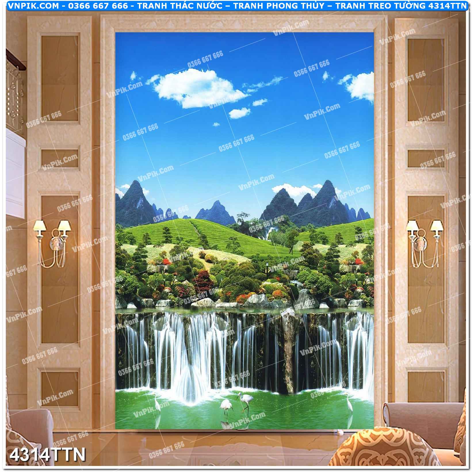 Tranh thác nước – Tranh phong thủy – Tranh treo tường mã 4314TTN