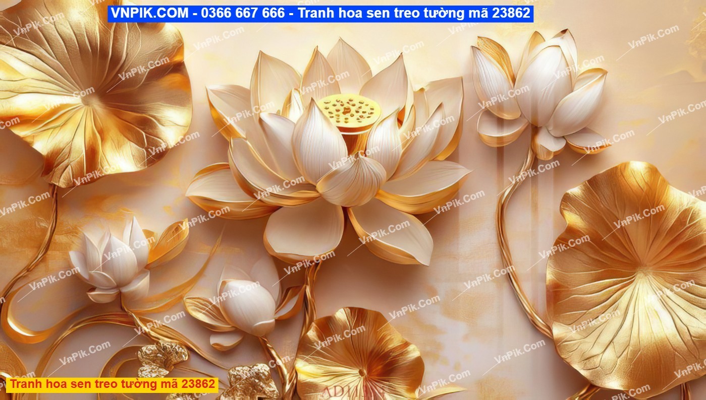 Tranh hoa sen treo tường mã 23862