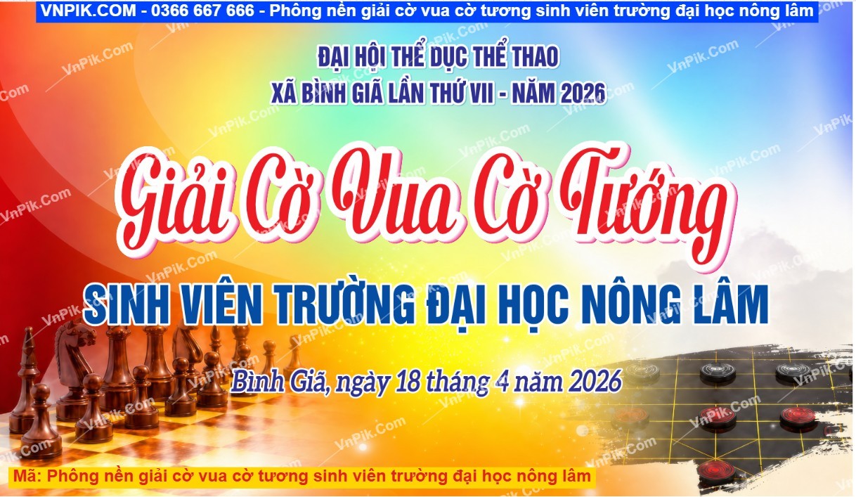 Phông nền giải cờ vua cờ tương sinh viên trường đại học nông lâm