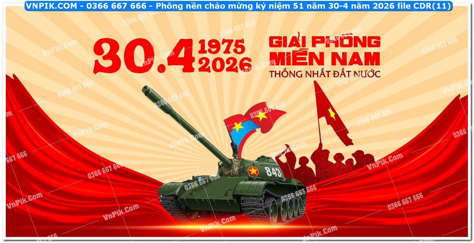 Phông nền chào mừng kỷ niệm 51 năm 30-4 năm 2026 file CDR (11)