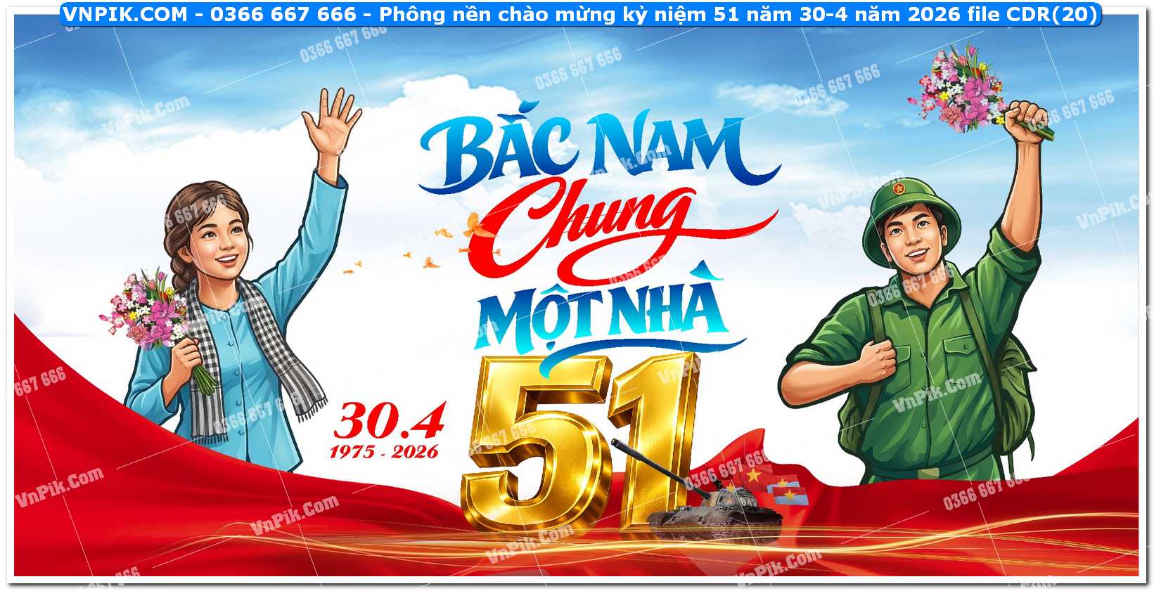 Phông nền chào mừng kỷ niệm 51 năm 30-4 năm 2026 file CDR (20)