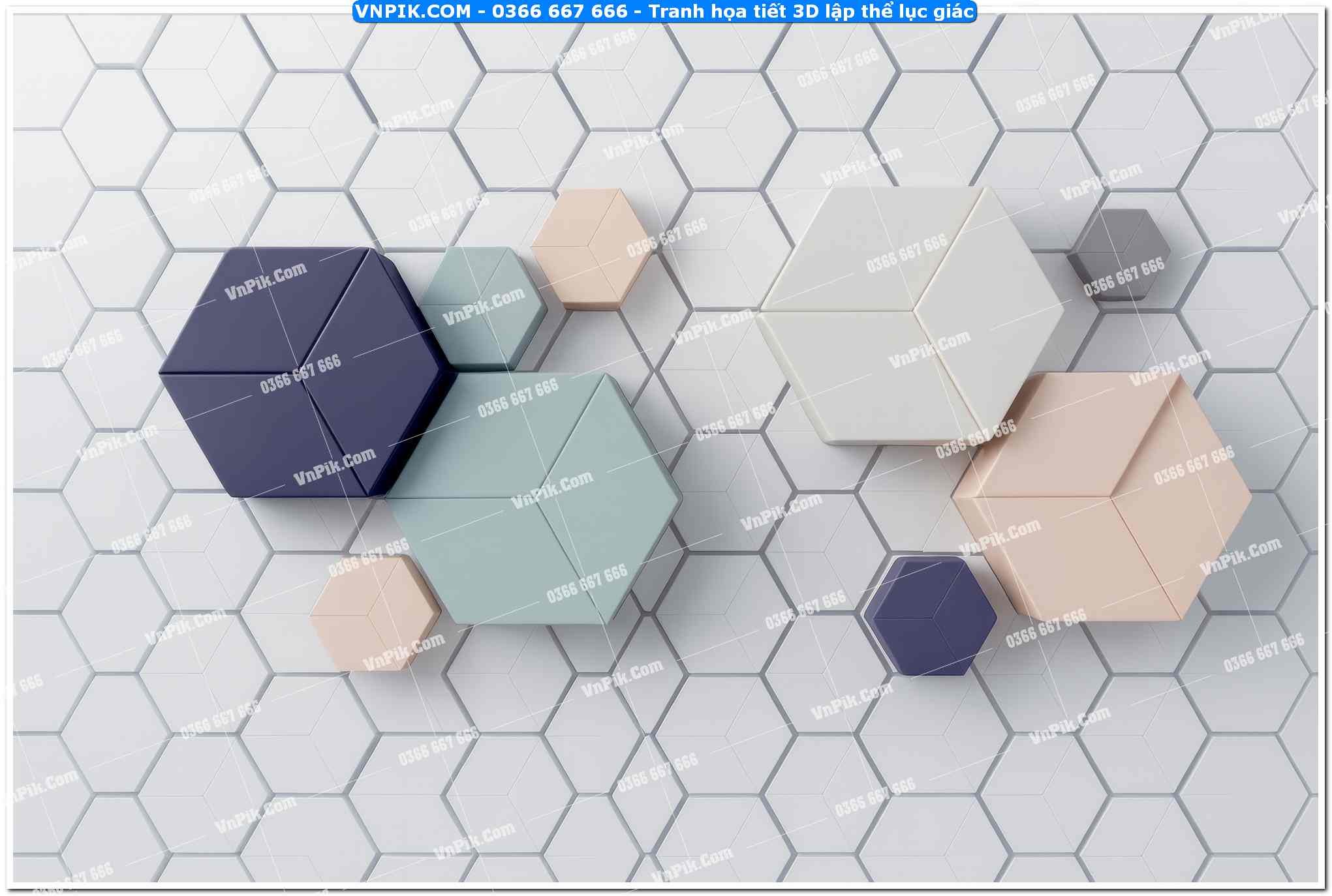 Tranh họa tiết 3D lập thể lục giác