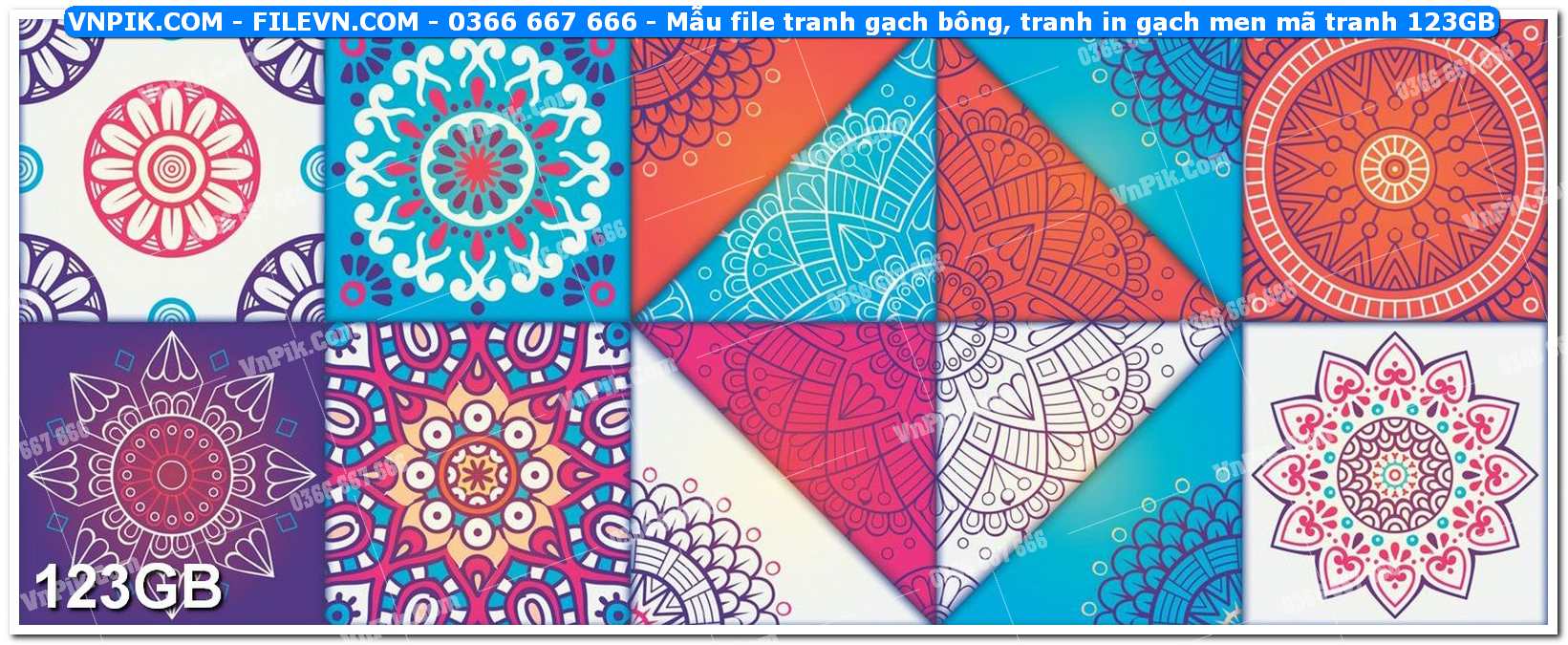 Mẫu file tranh gạch bông, tranh in gạch men mã tranh 123GB