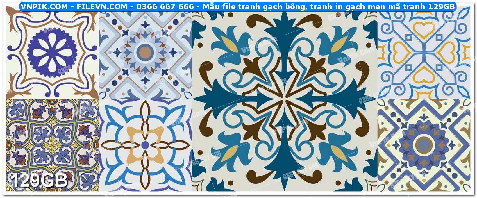 Mẫu file tranh gạch bông, tranh in gạch men mã tranh 129GB