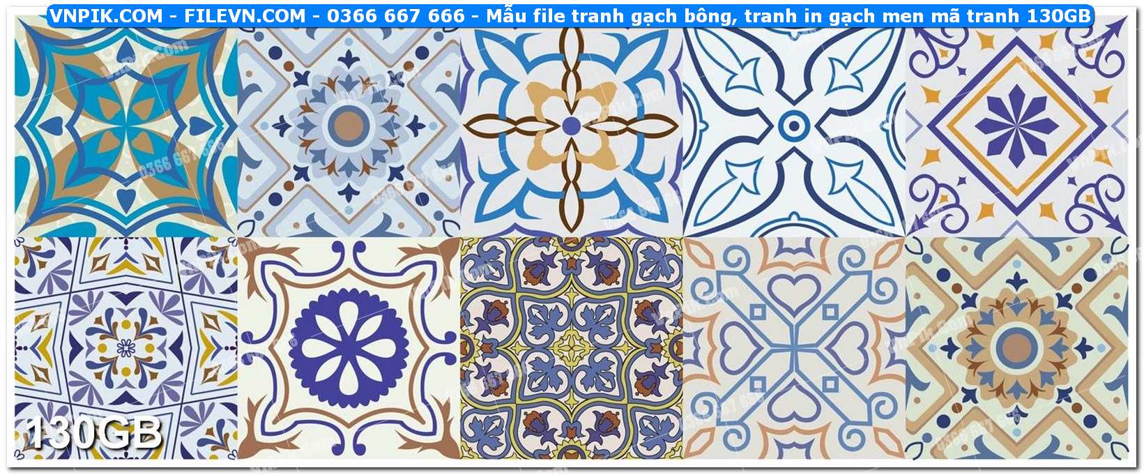 Mẫu file tranh gạch bông, tranh in gạch men mã tranh 130GB