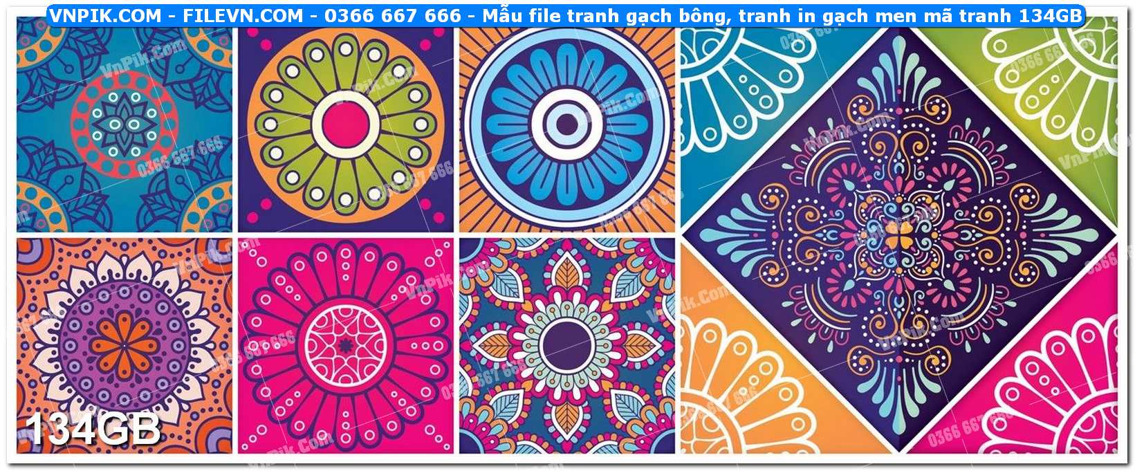 Mẫu file tranh gạch bông, tranh in gạch men mã tranh 134GB