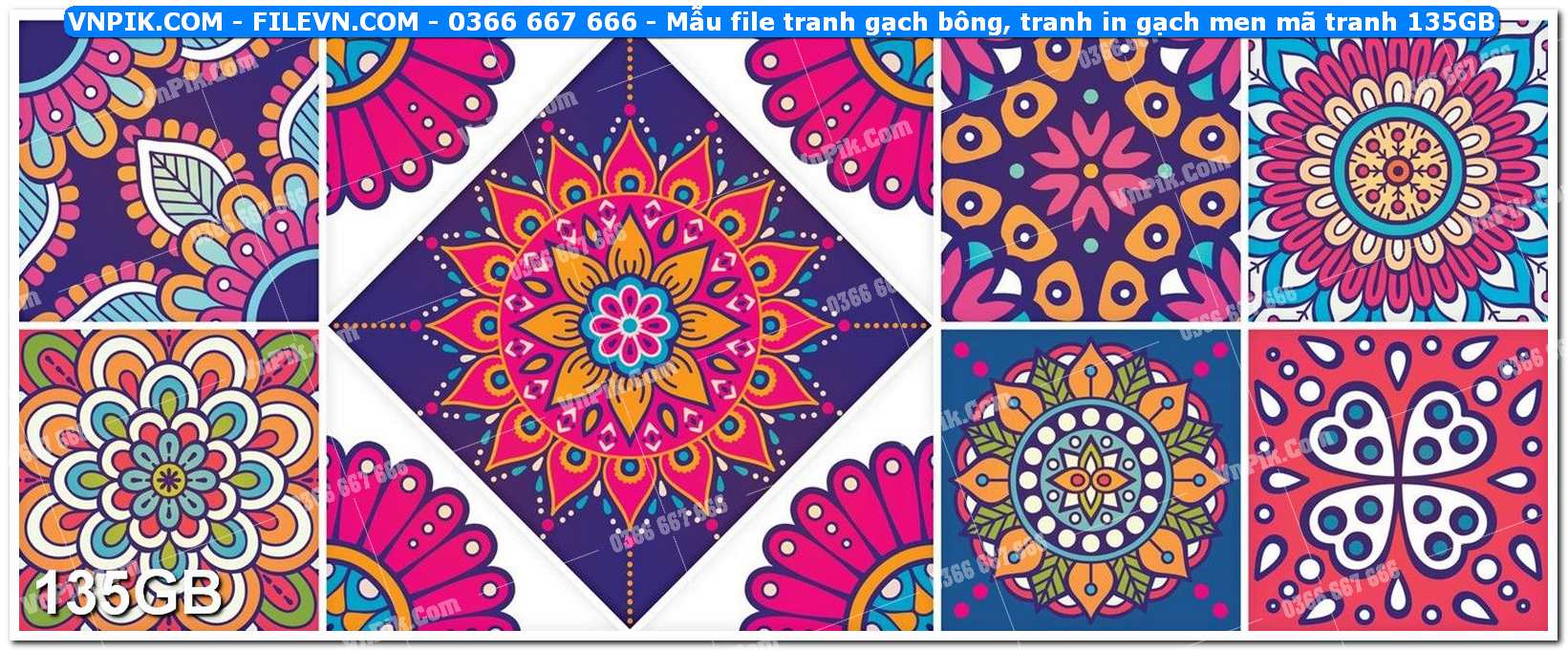 Mẫu file tranh gạch bông, tranh in gạch men mã tranh 135GB