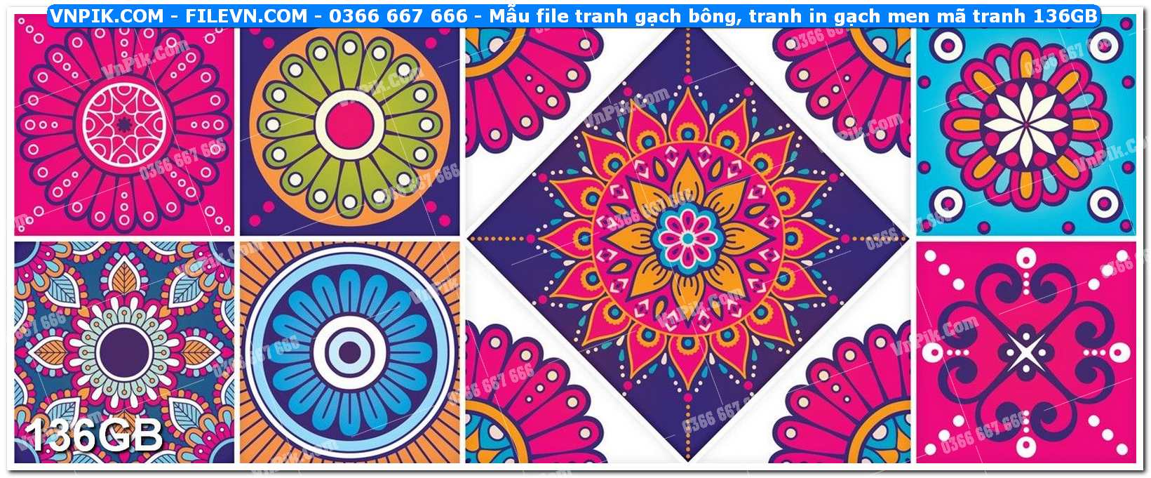 Mẫu file tranh gạch bông, tranh in gạch men mã tranh 136GB