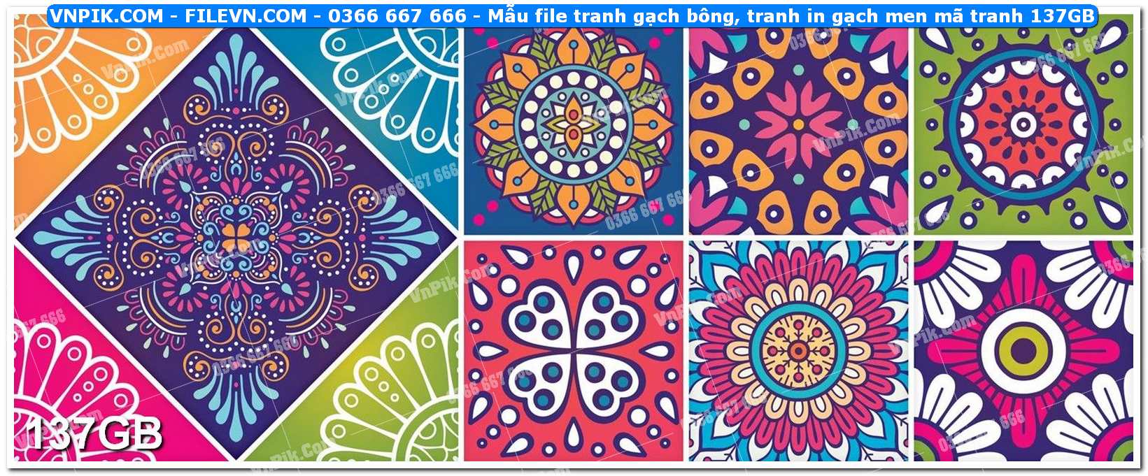 Mẫu file tranh gạch bông, tranh in gạch men mã tranh 137GB