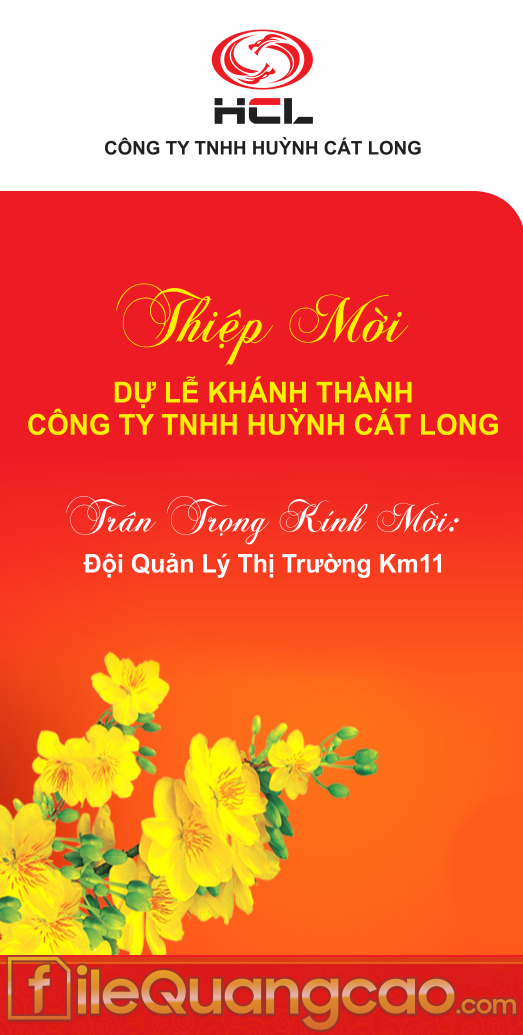 Thiệp mời dự tiệc khánh thành công ty TNHH Huỳnh Cát Long