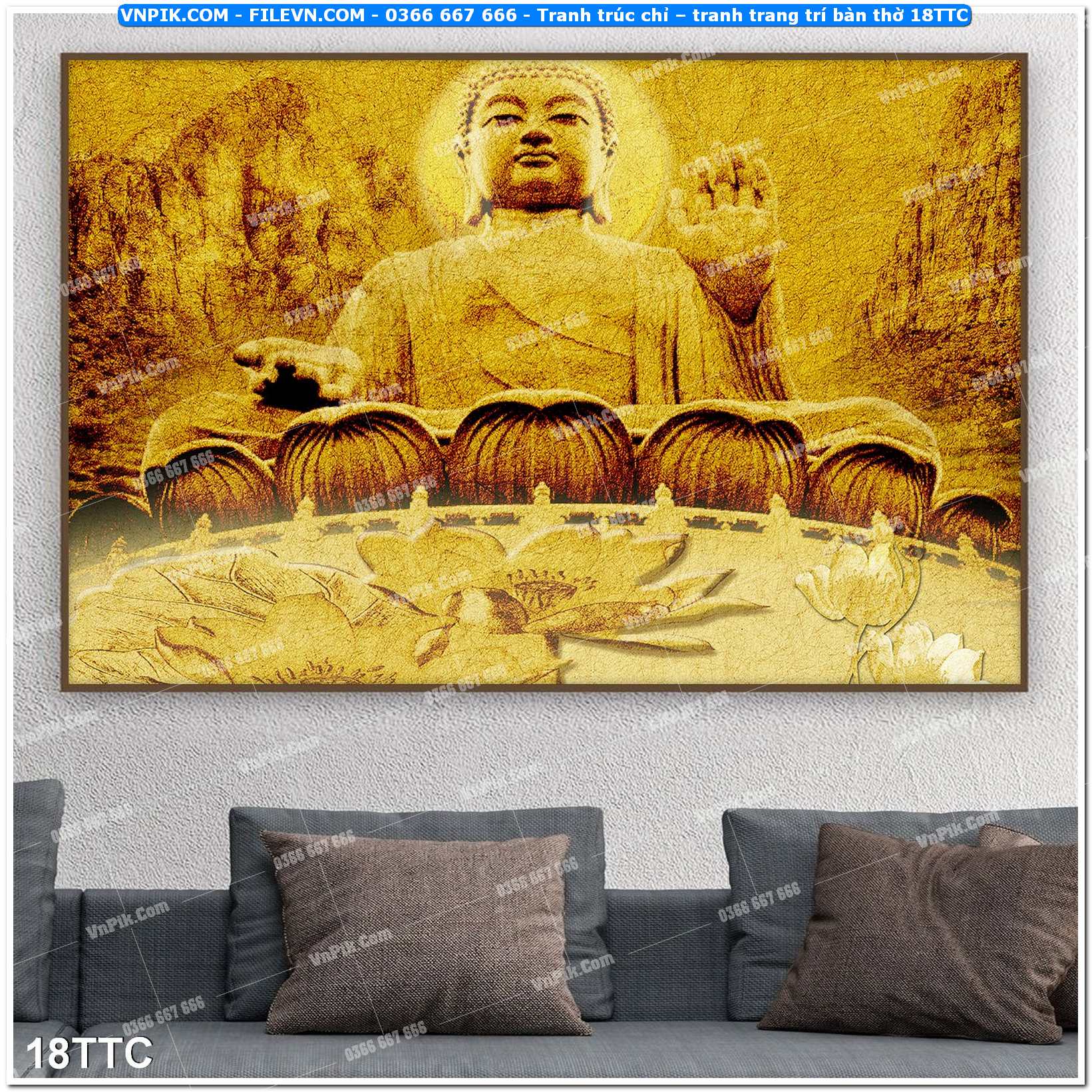 Tranh trúc chỉ – tranh trang trí bàn thờ 18TTC