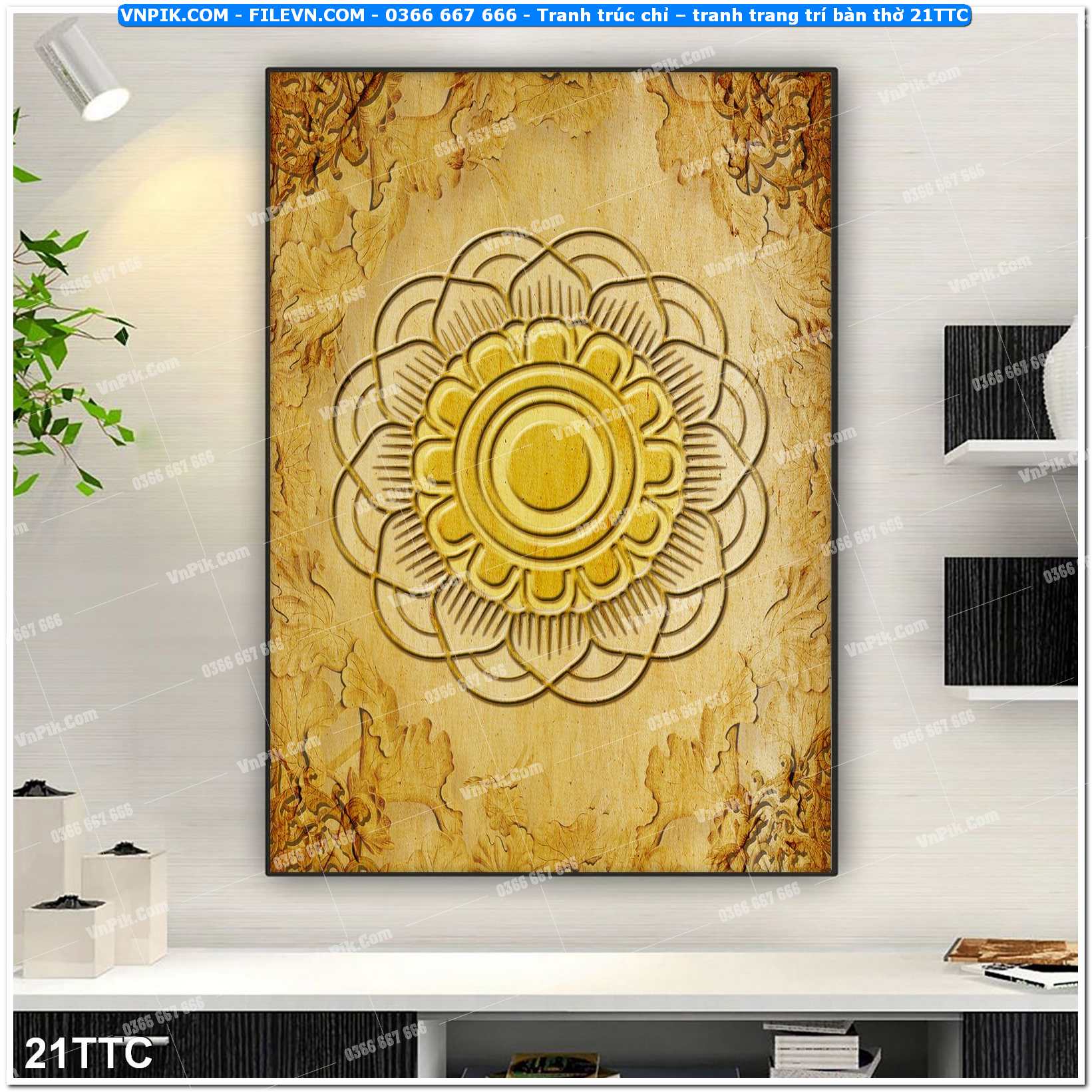 Tranh trúc chỉ – tranh trang trí bàn thờ 21TTC