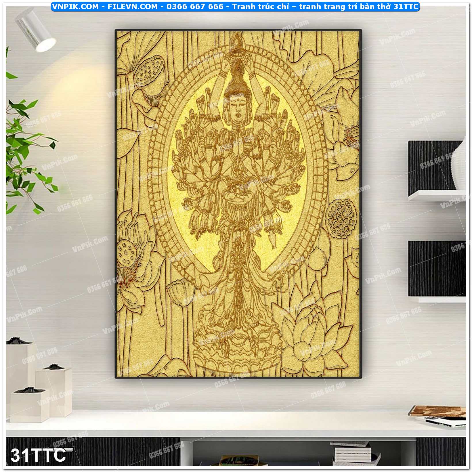 Tranh trúc chỉ – tranh trang trí bàn thờ 31TTC