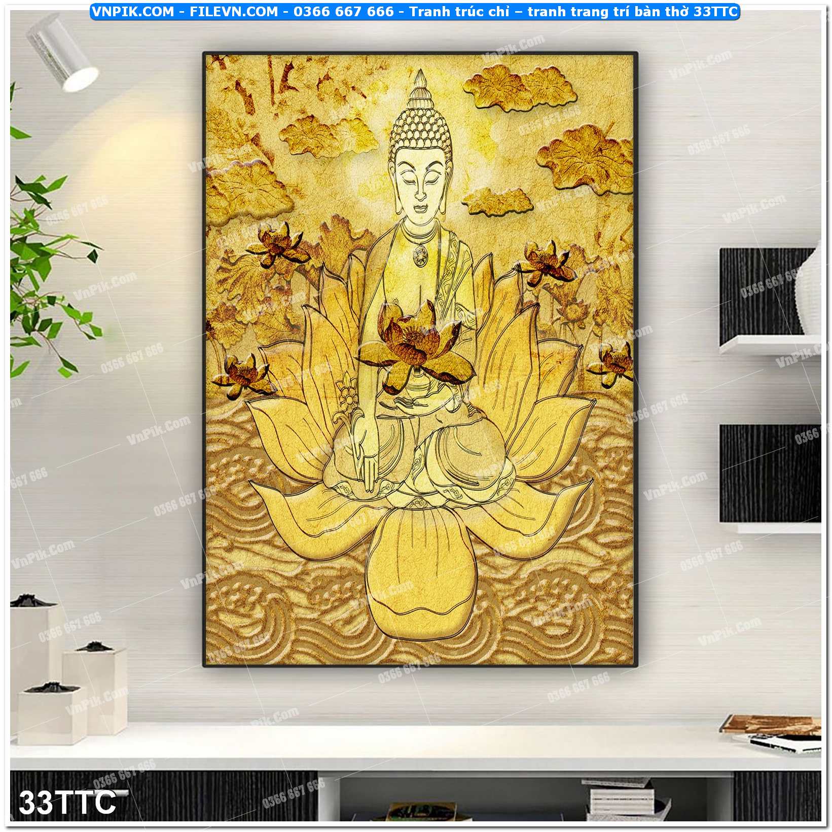Tranh trúc chỉ – tranh trang trí bàn thờ 33TTC