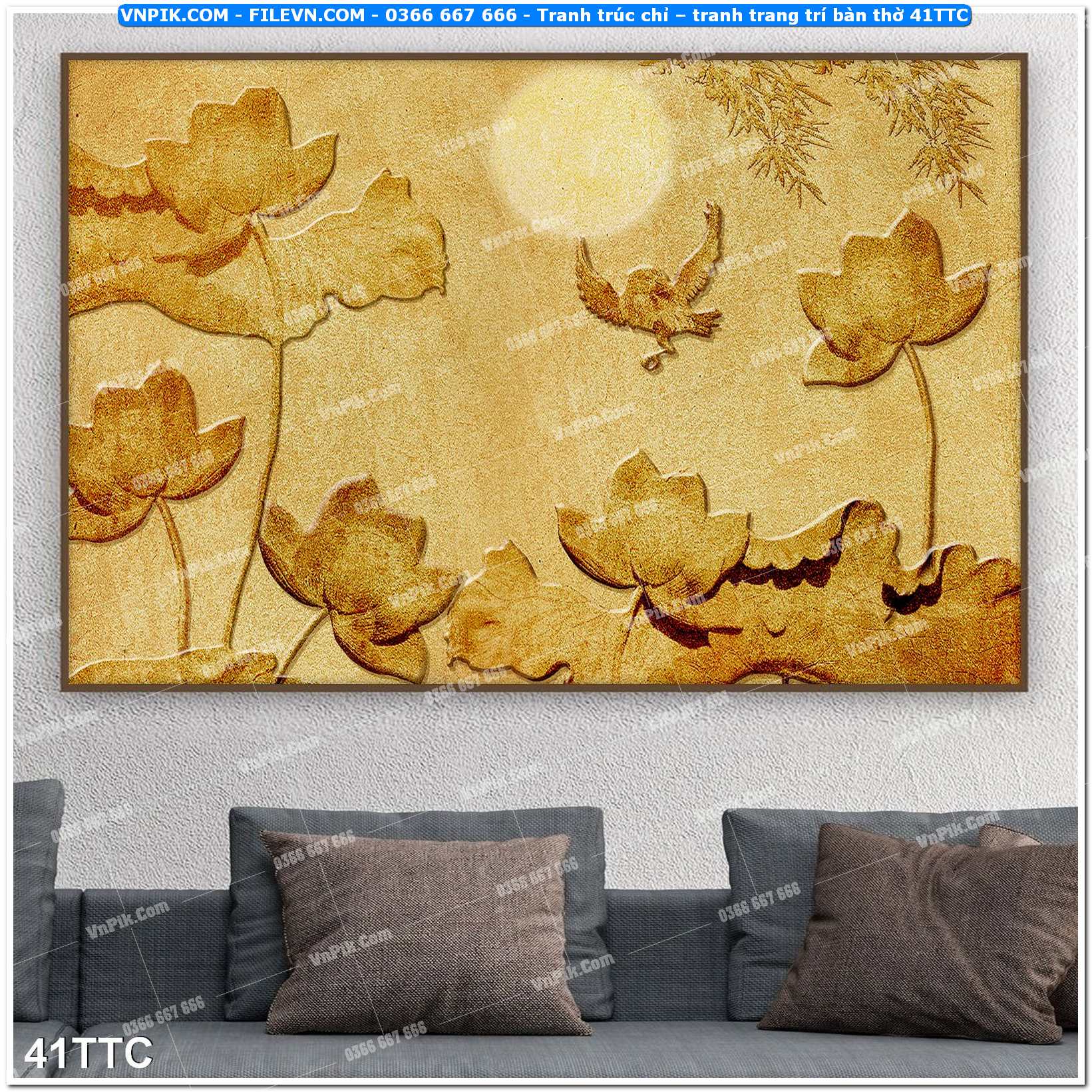 Tranh trúc chỉ – tranh trang trí bàn thờ 41TTC