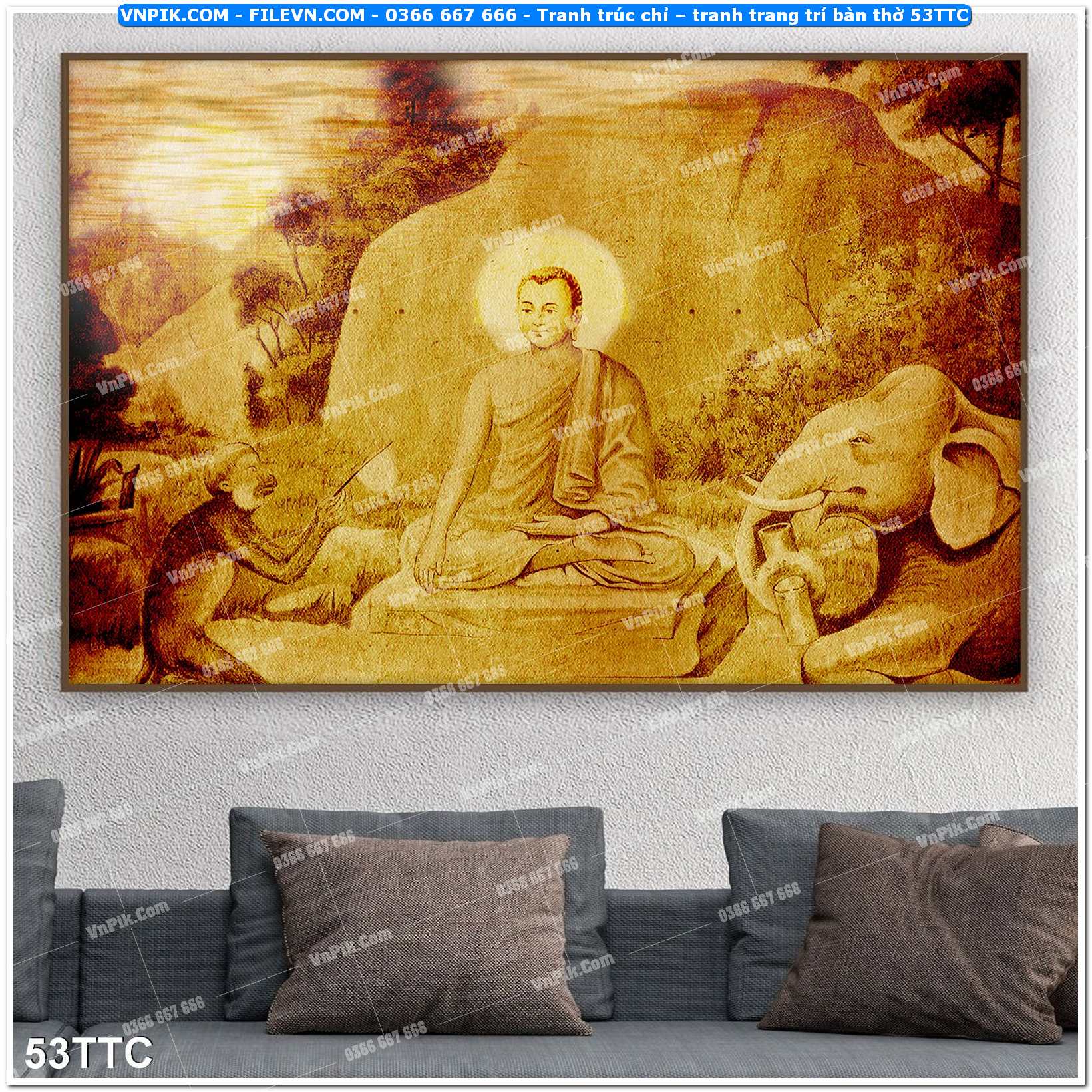 Tranh trúc chỉ – tranh trang trí bàn thờ 53TTC