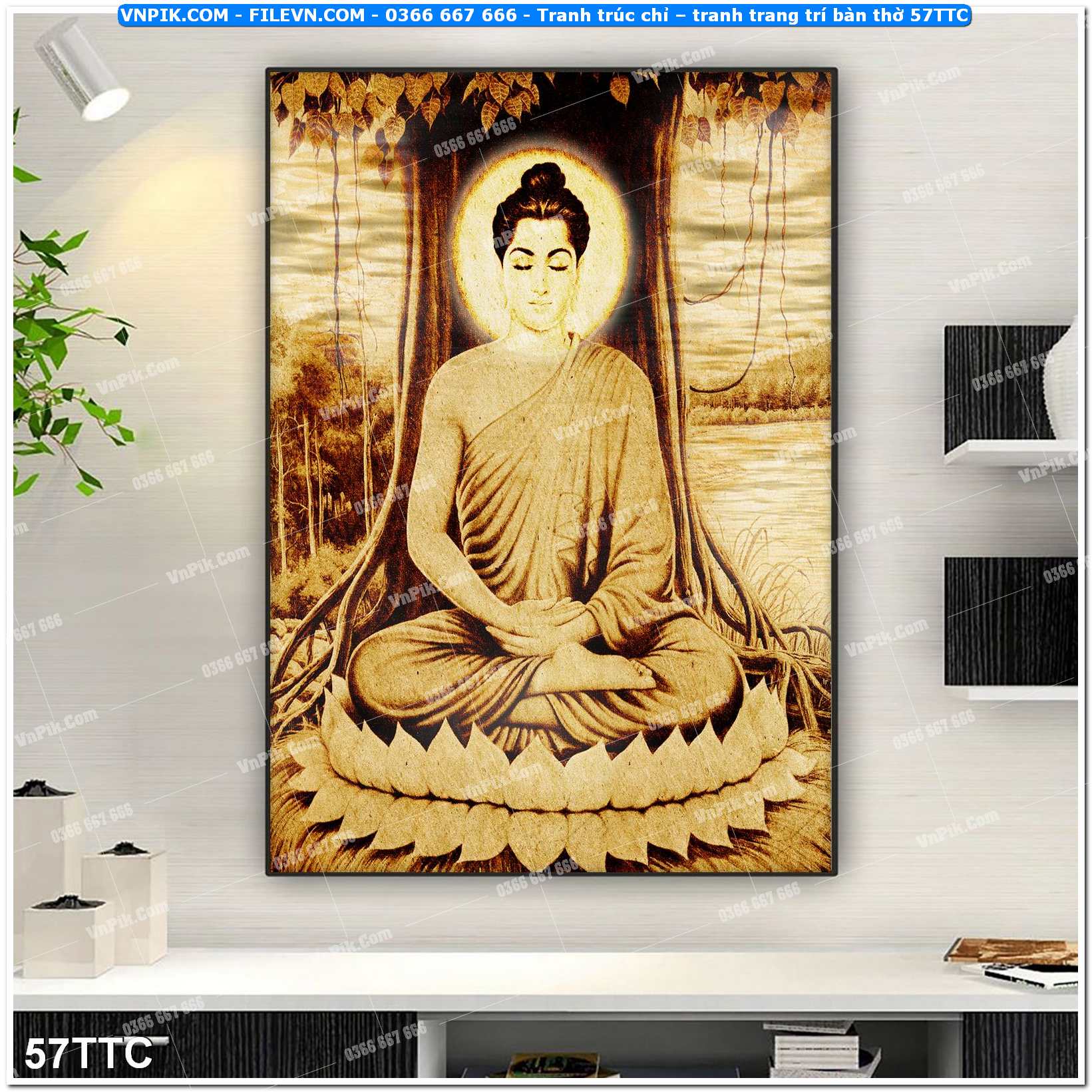 Tranh trúc chỉ – tranh trang trí bàn thờ 57TTC