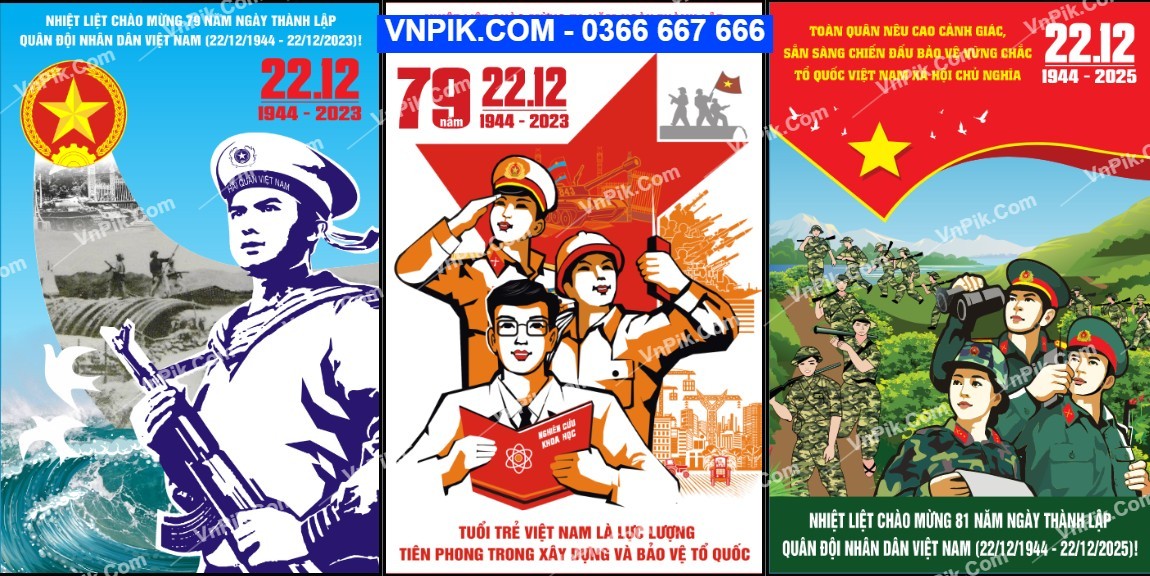 Pano dọc tuyên truyền chào mừng ngày 22-12 vector