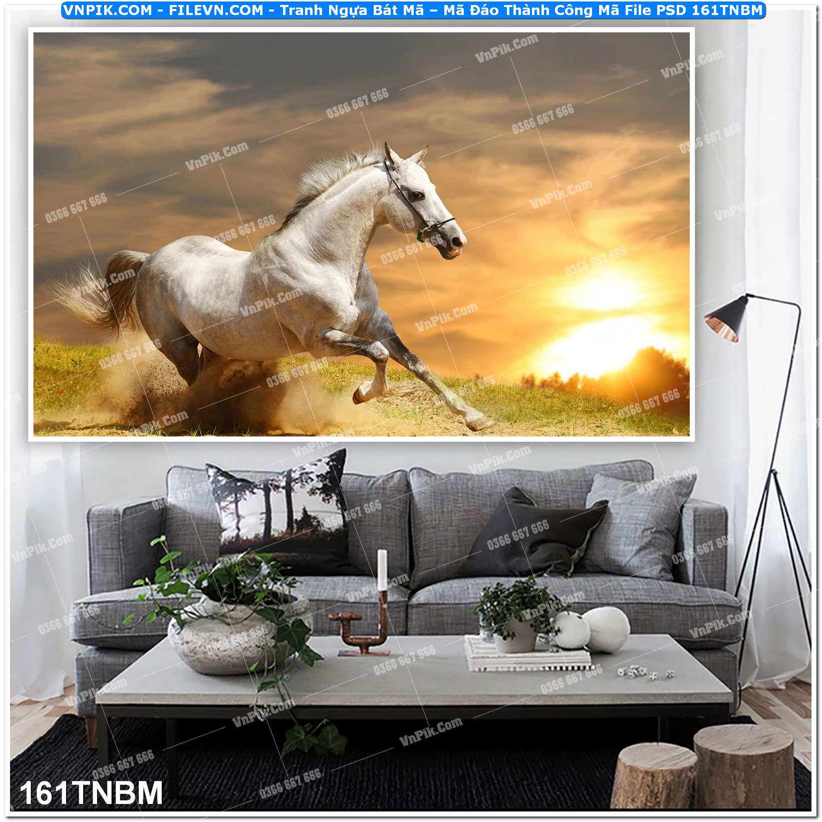 Tranh Ngựa Bát Mã – Mã Đáo Thành Công Mã File PSD 161TNBM