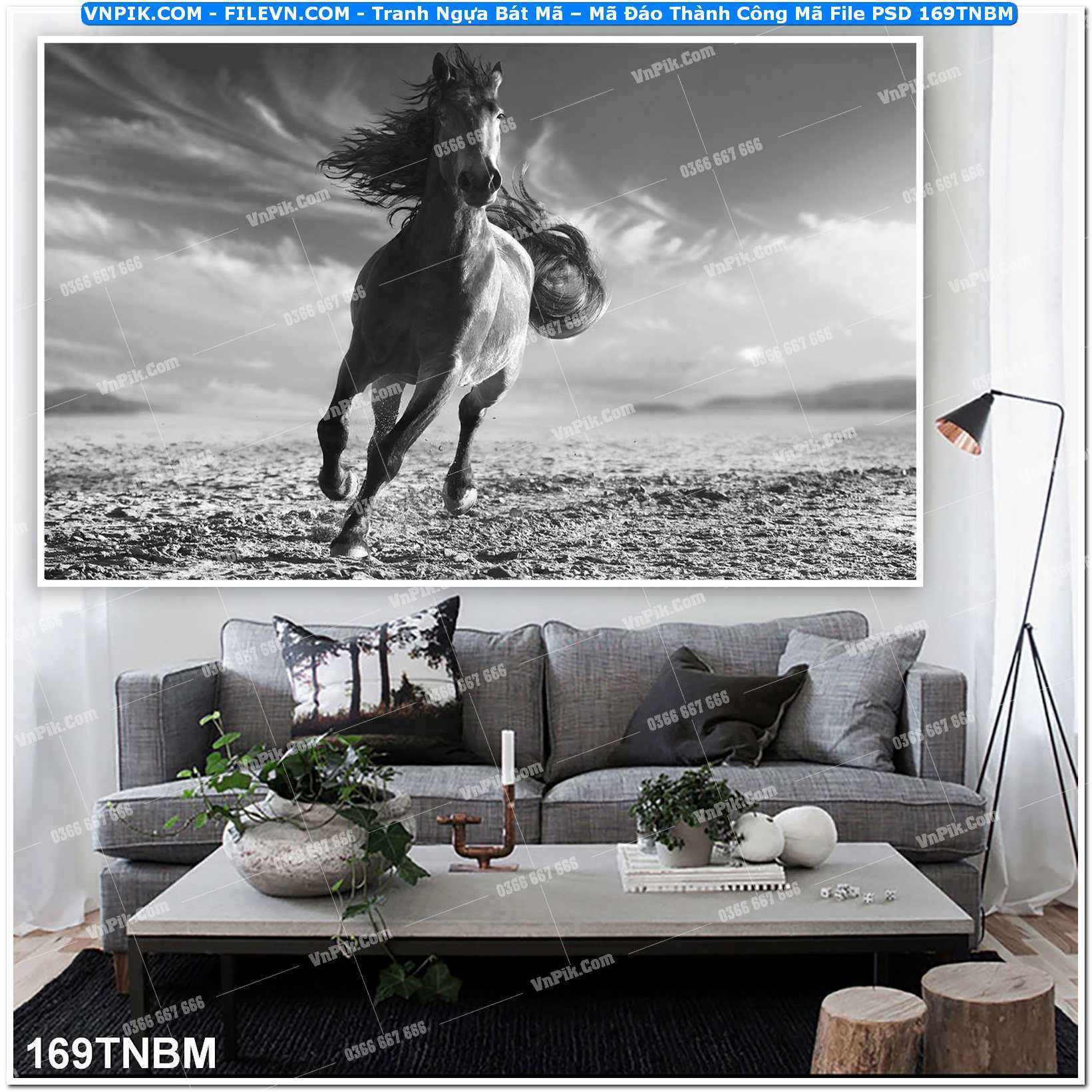 Tranh Ngựa Bát Mã – Mã Đáo Thành Công Mã File PSD 169TNBM