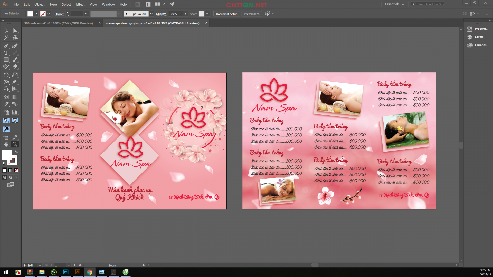 Mẫu menu Brochure gấp 3 - Nam Spa làm đẹp file AI