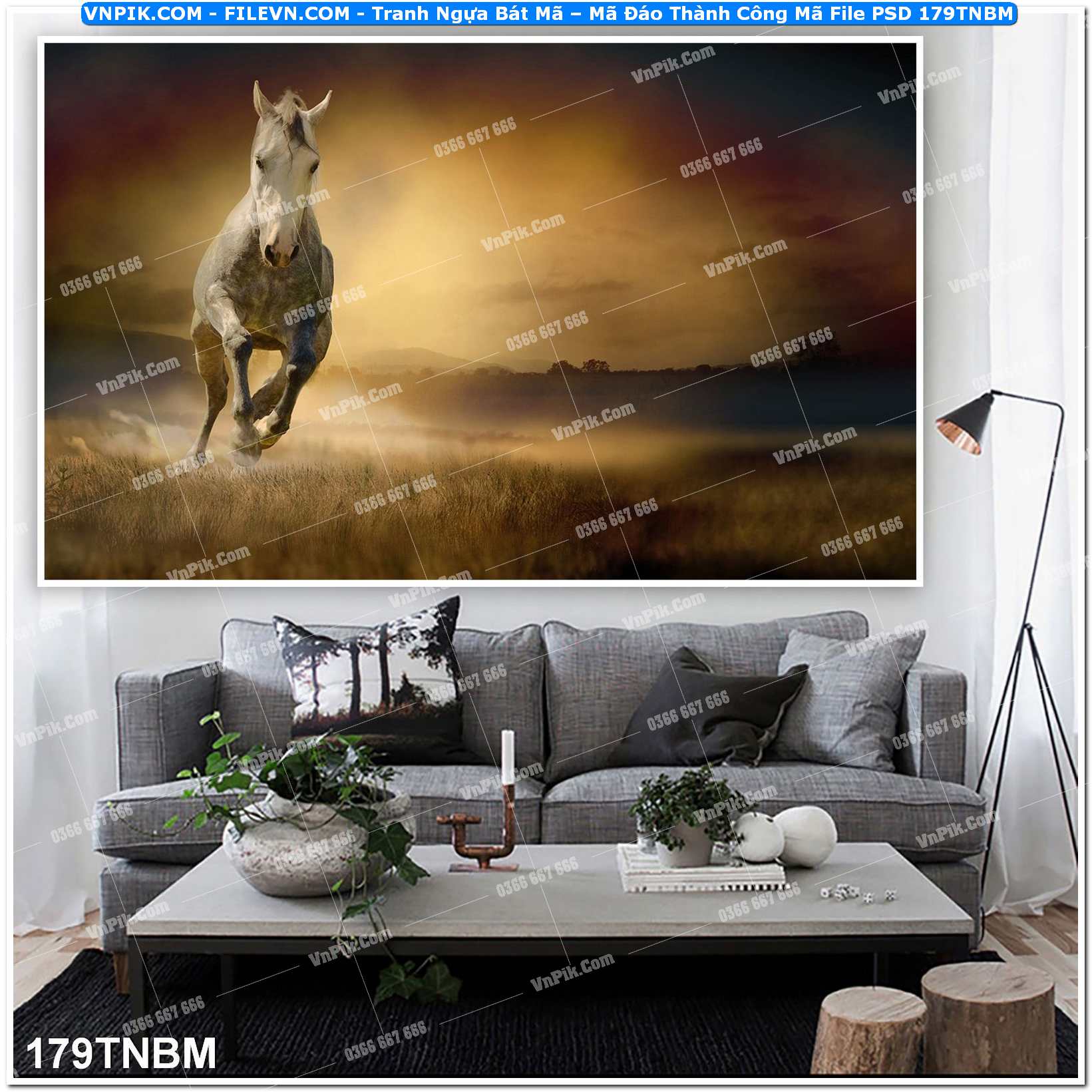 Tranh Ngựa Bát Mã – Mã Đáo Thành Công Mã File PSD 179TNBM