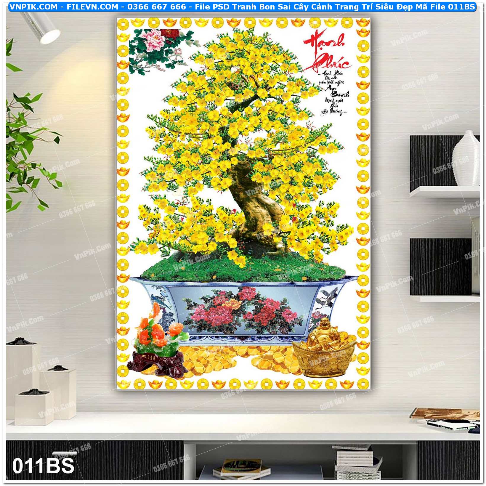 File PSD Tranh Bon Sai Cây Cảnh Trang Trí Siêu Đẹp Mã File 011BS