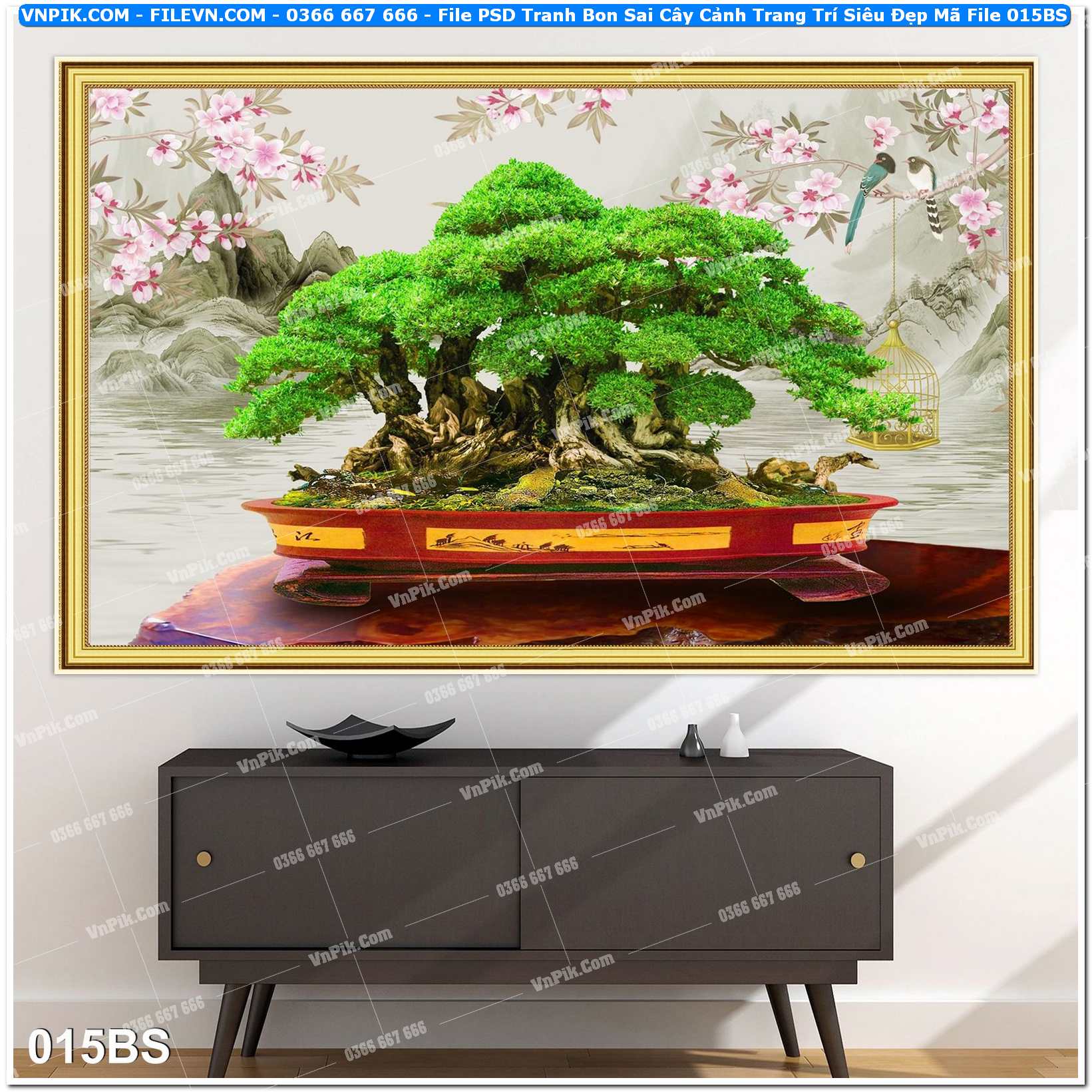 File PSD Tranh Bon Sai Cây Cảnh Trang Trí Siêu Đẹp Mã File 015BS