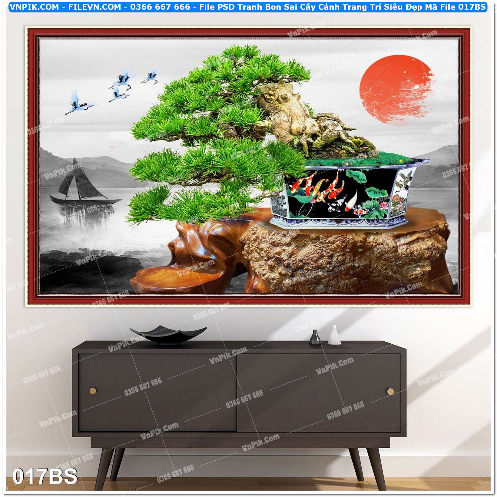File PSD Tranh Bon Sai Cây Cảnh Trang Trí Siêu Đẹp Mã File 017BS
