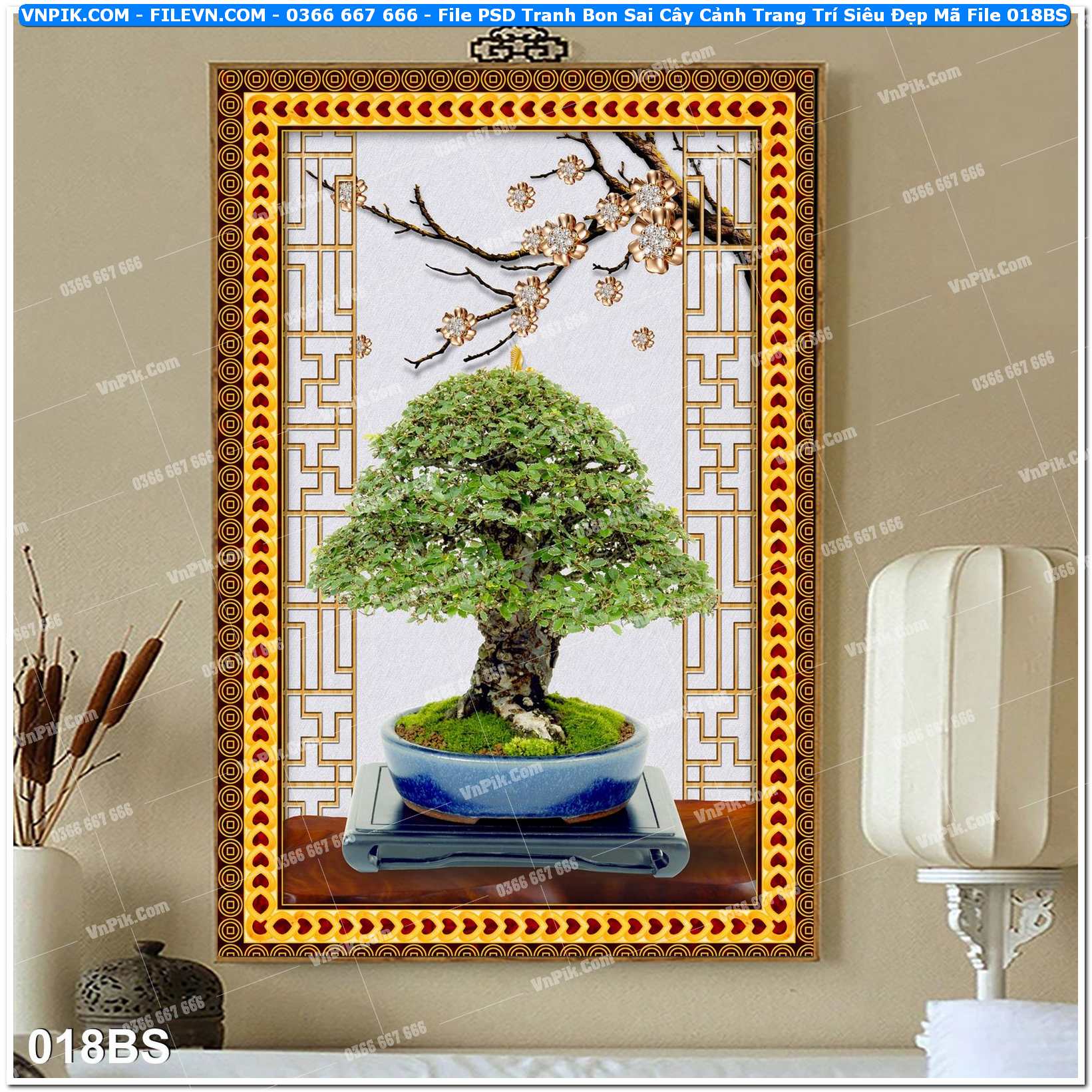 File PSD Tranh Bon Sai Cây Cảnh Trang Trí Siêu Đẹp Mã File 018BS