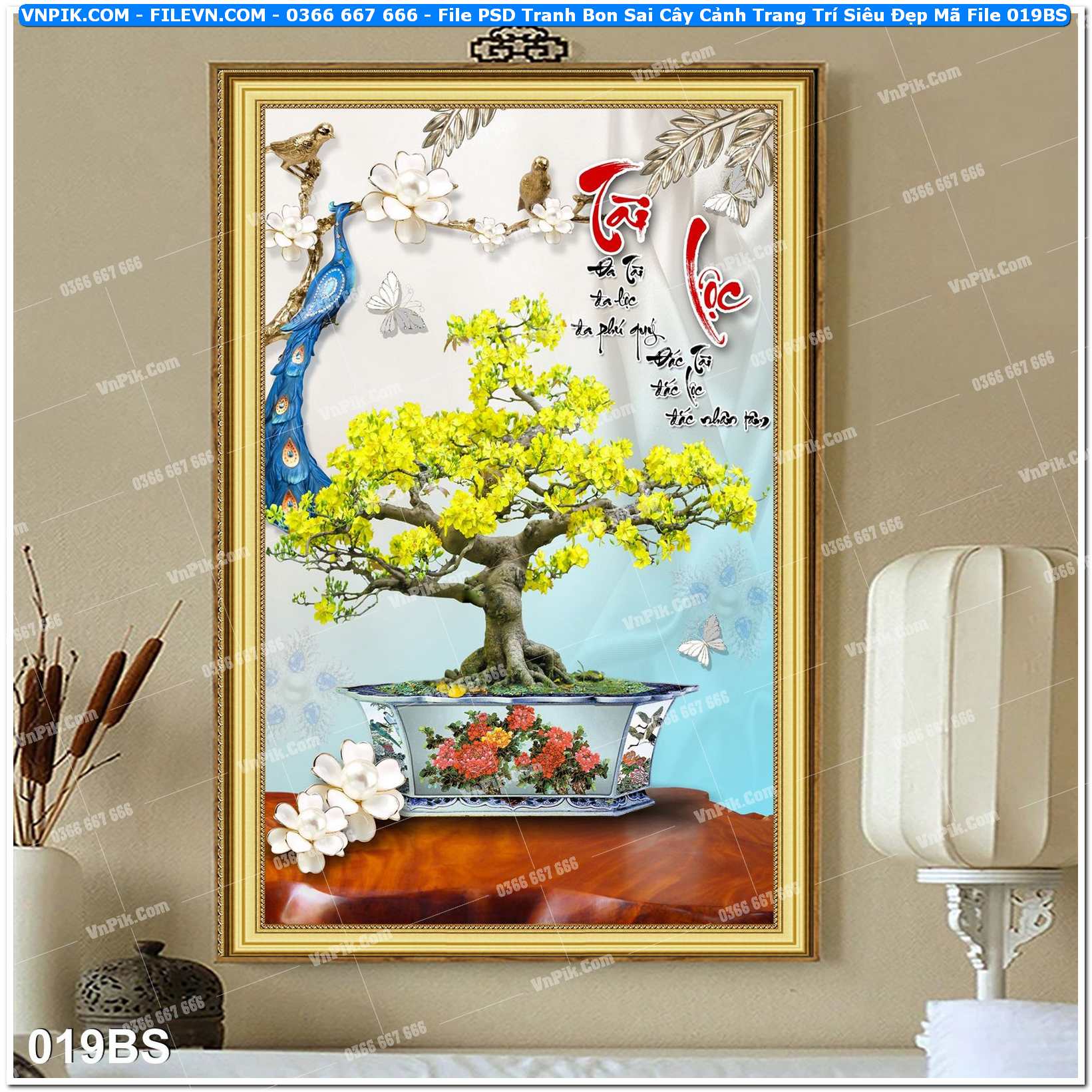 File PSD Tranh Bon Sai Cây Cảnh Trang Trí Siêu Đẹp Mã File 019BS