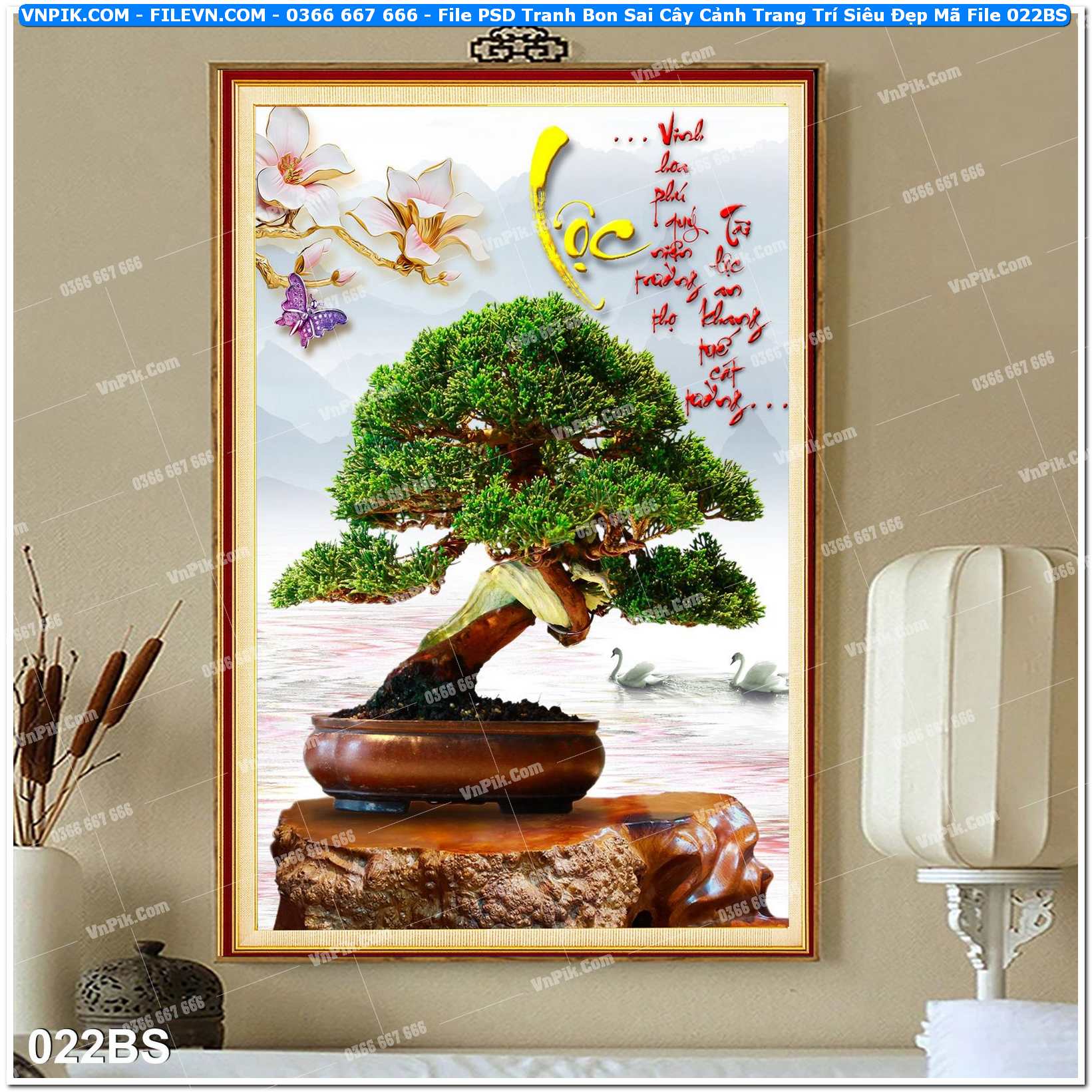 File PSD Tranh Bon Sai Cây Cảnh Trang Trí Siêu Đẹp Mã File 022BS