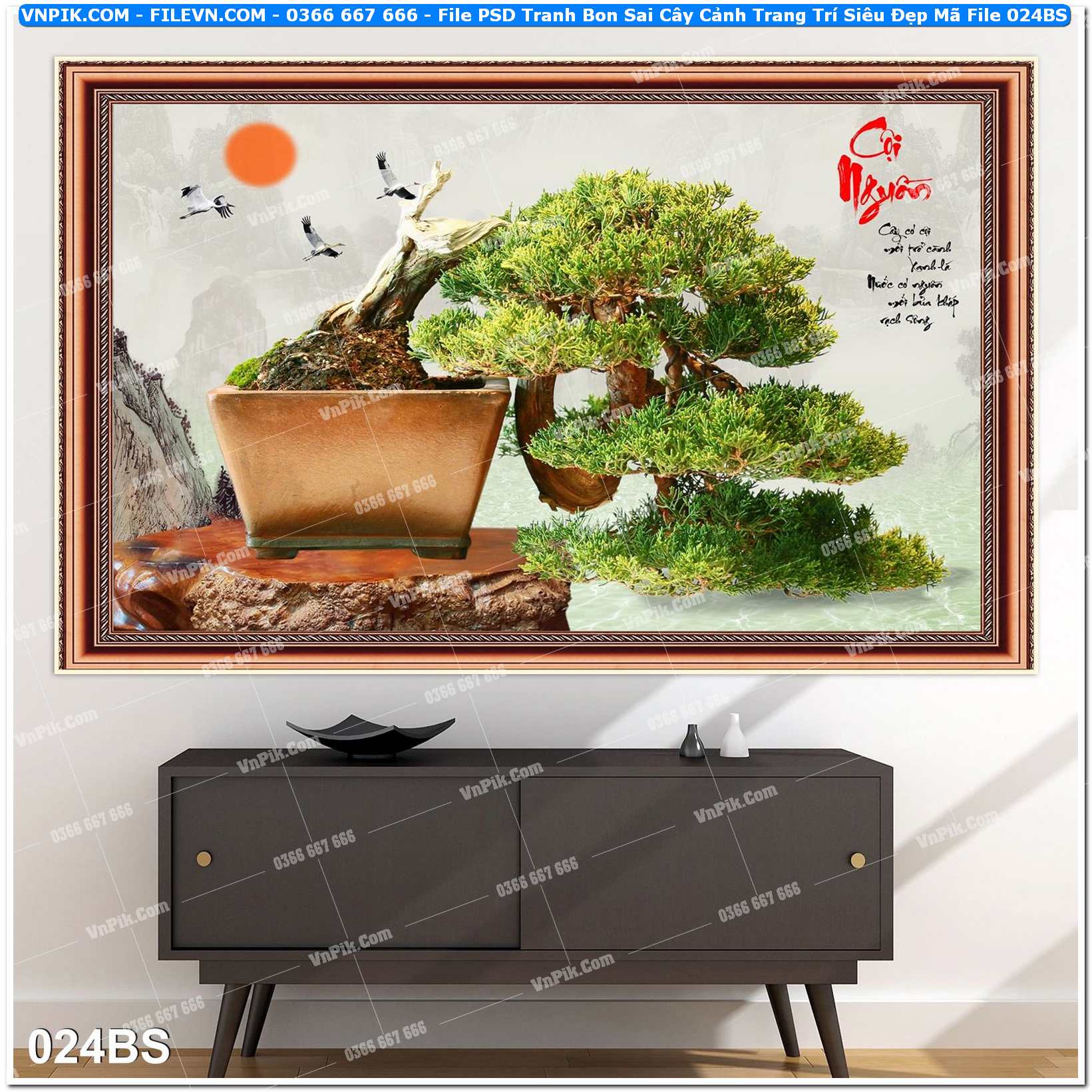File PSD Tranh Bon Sai Cây Cảnh Trang Trí Siêu Đẹp Mã File 024BS