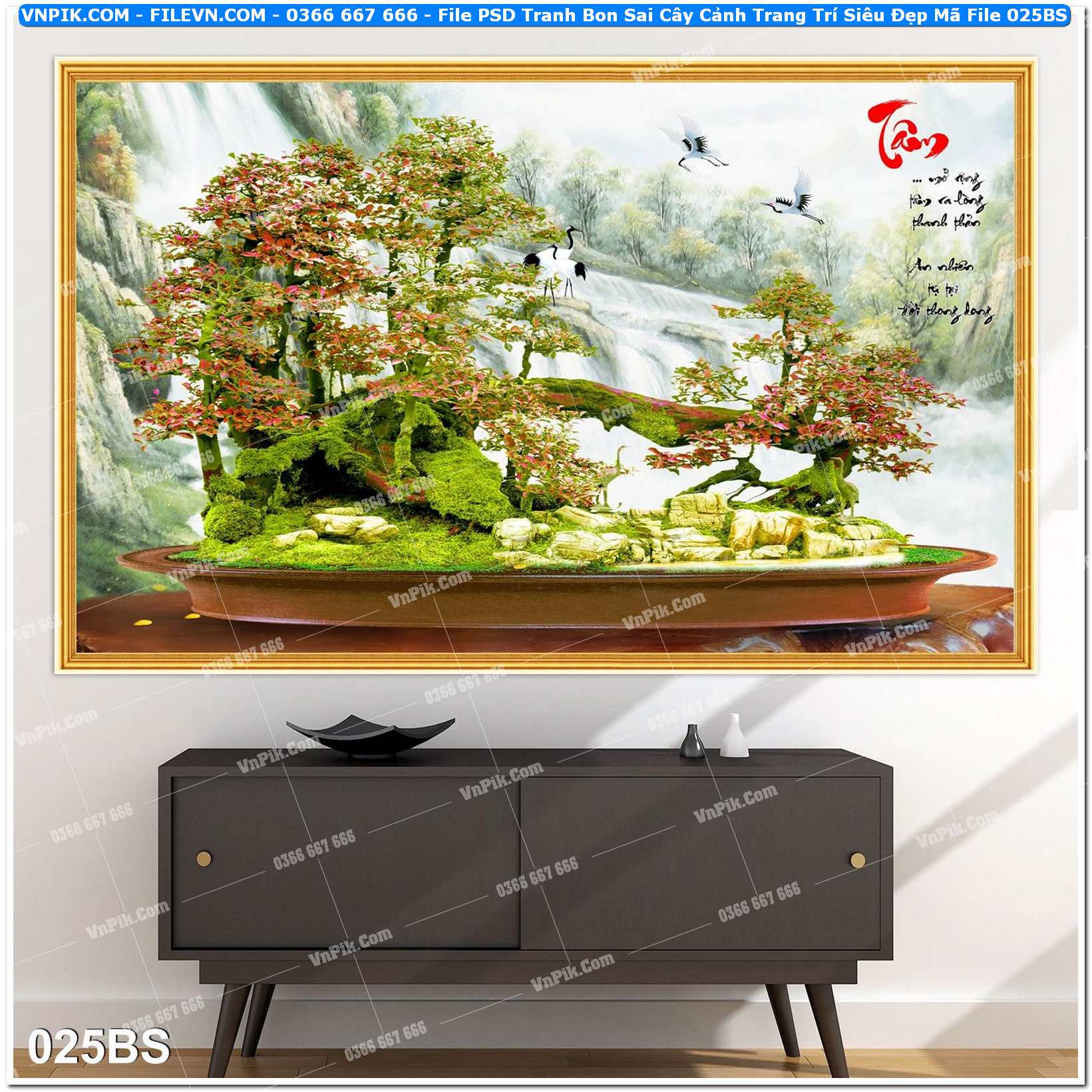 File PSD Tranh Bon Sai Cây Cảnh Trang Trí Siêu Đẹp Mã File 025BS
