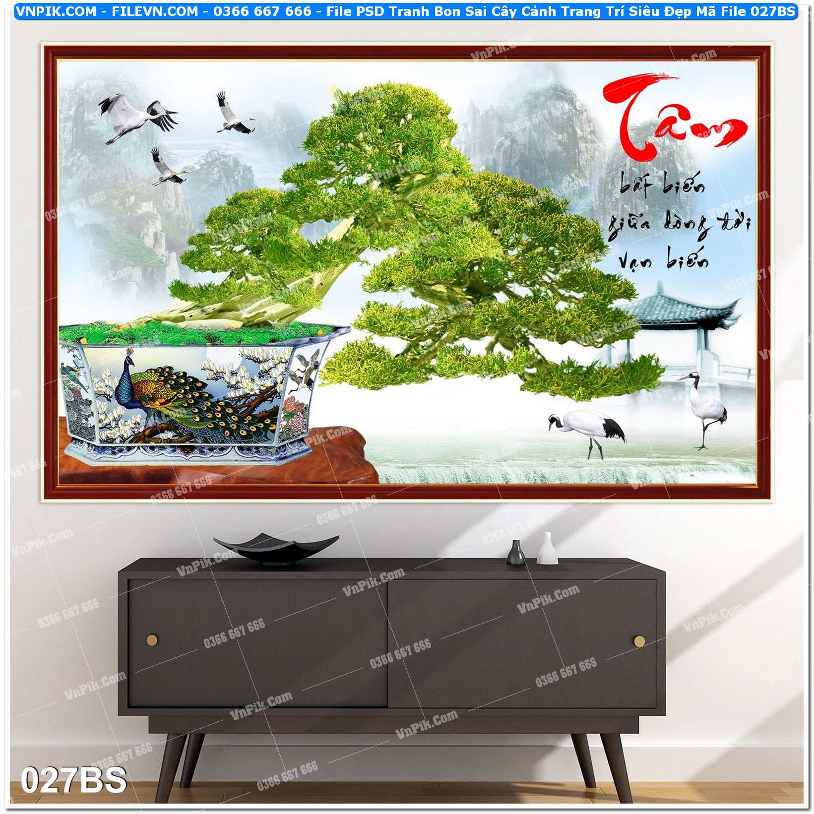 File PSD Tranh Bon Sai Cây Cảnh Trang Trí Siêu Đẹp Mã File 027BS