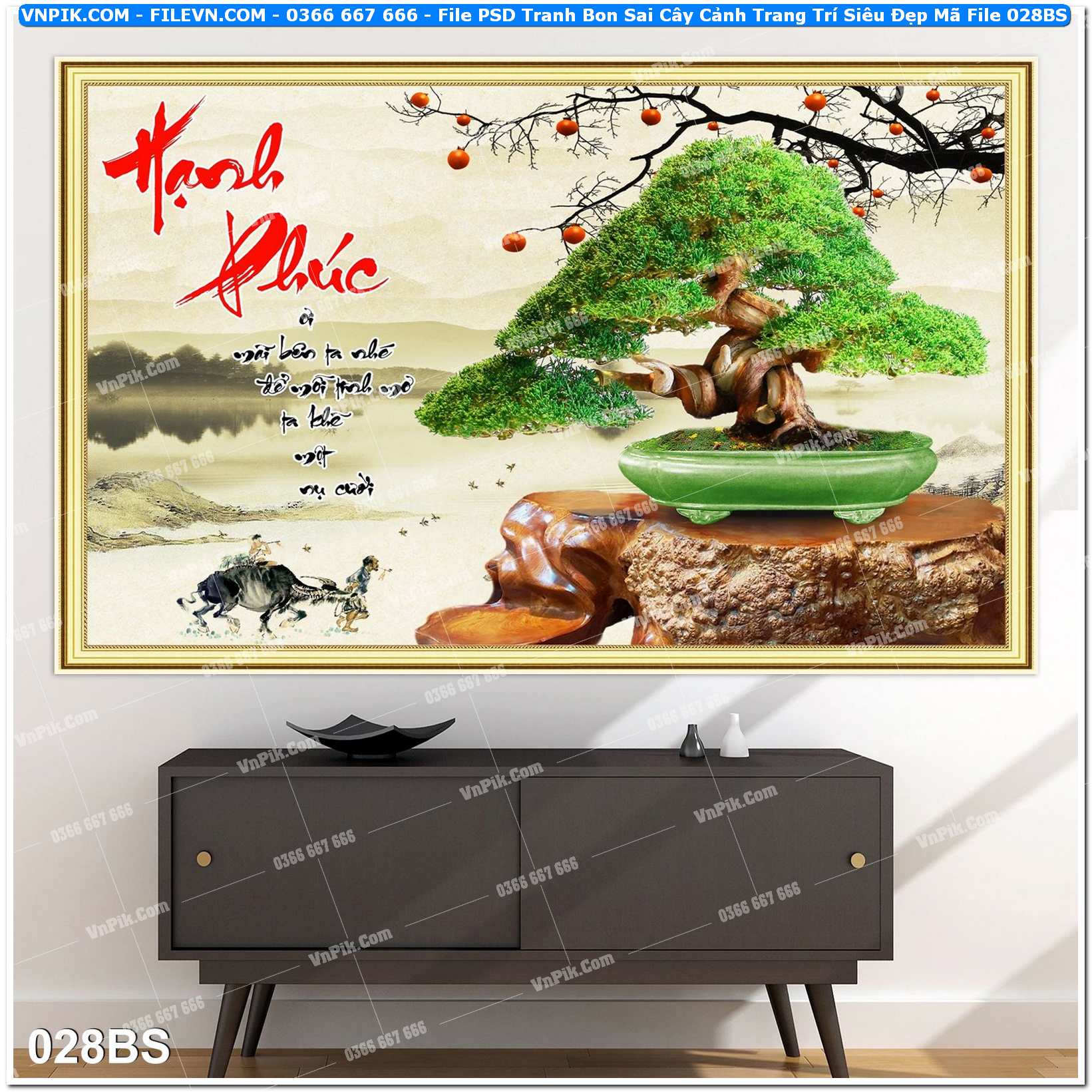 File PSD Tranh Bon Sai Cây Cảnh Trang Trí Siêu Đẹp Mã File 028BS