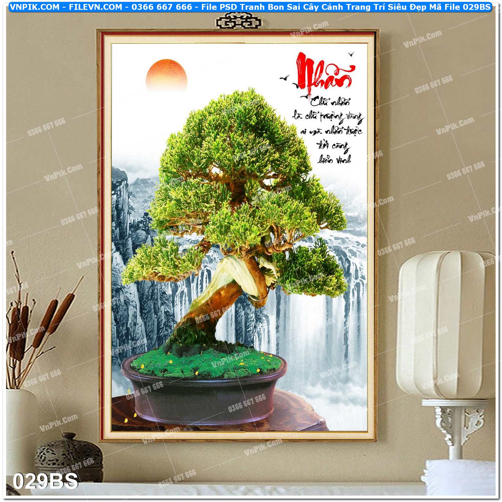 File PSD Tranh Bon Sai Cây Cảnh Trang Trí Siêu Đẹp Mã File 029BS