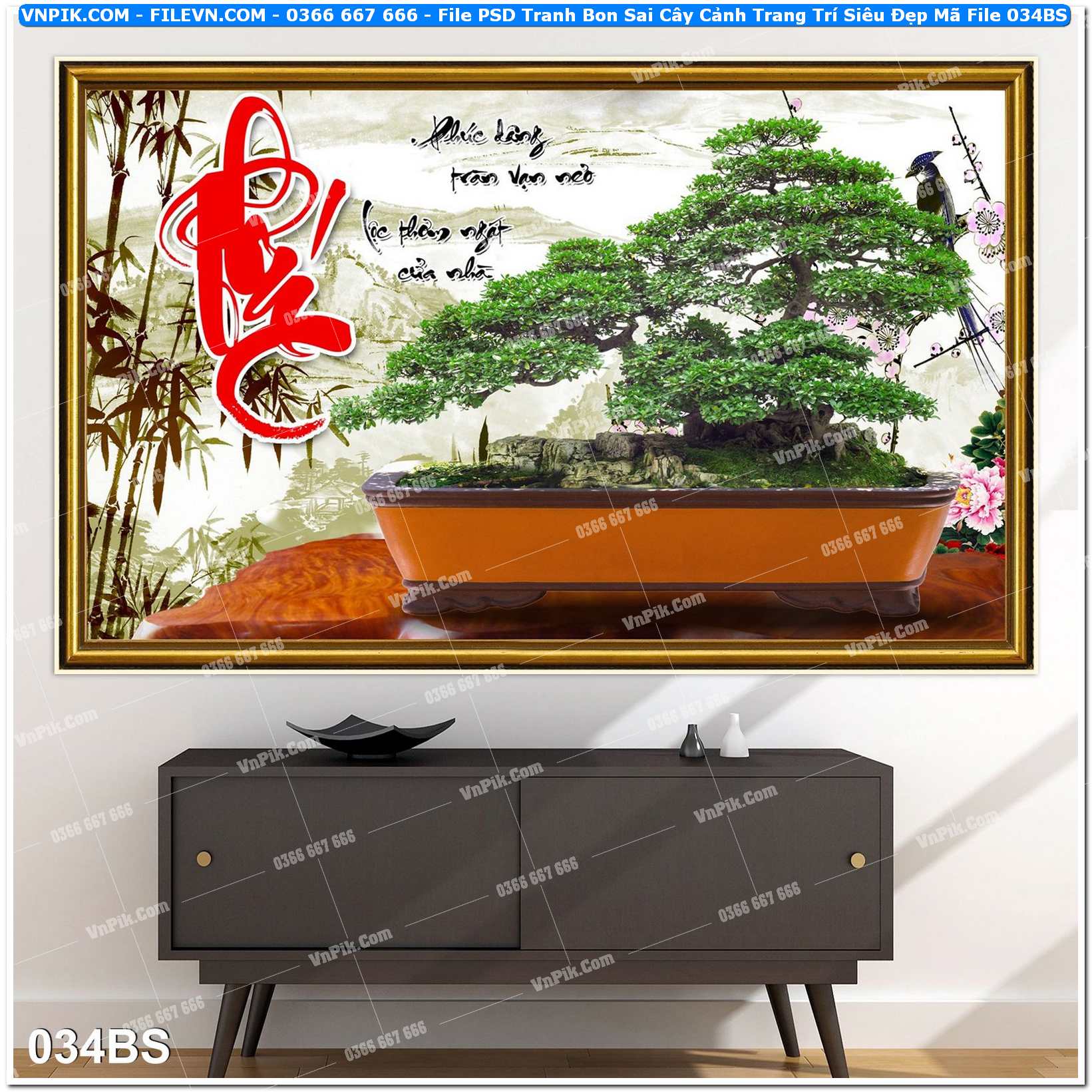 File PSD Tranh Bon Sai Cây Cảnh Trang Trí Siêu Đẹp Mã File 034BS
