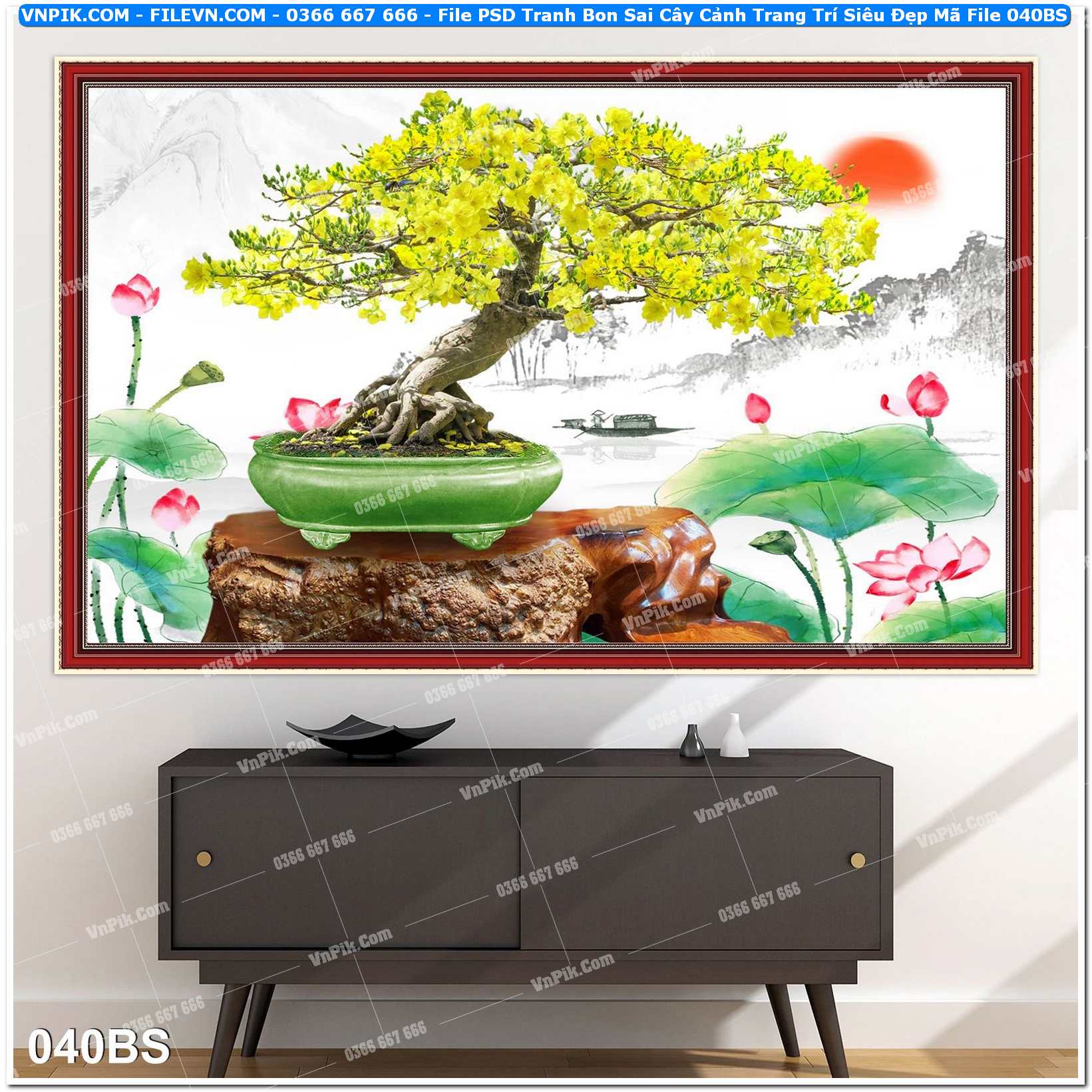 File PSD Tranh Bon Sai Cây Cảnh Trang Trí Siêu Đẹp Mã File 040BS