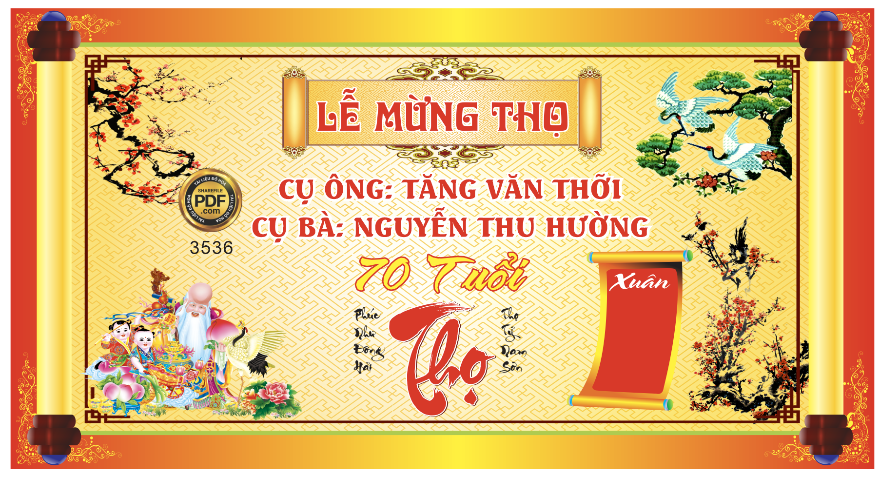 Lễ mừng thọ cụ ông và cụ bà tuổi 70 file corel